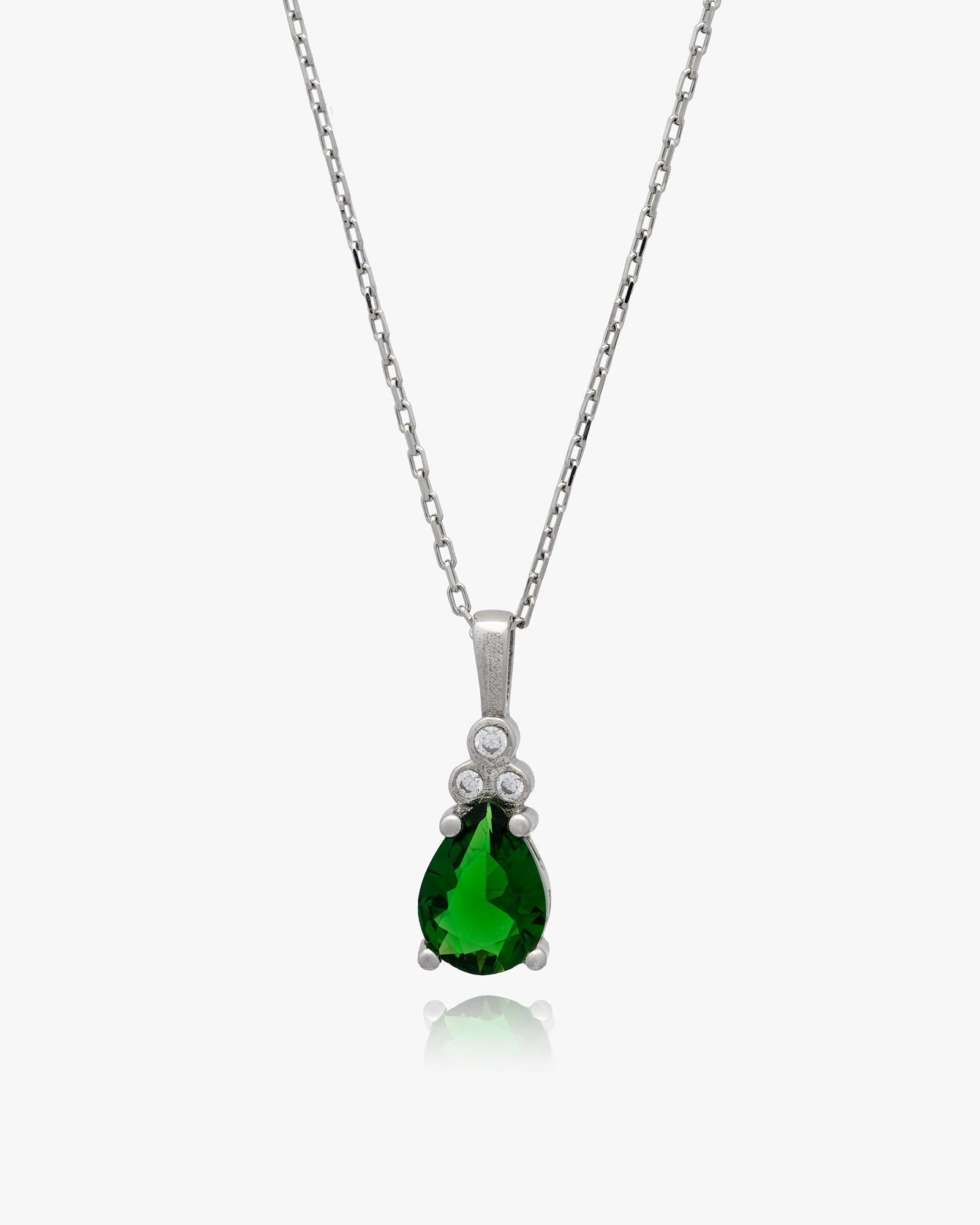 Birthstone Necklace with Zirconia Accents - Sterling Silver