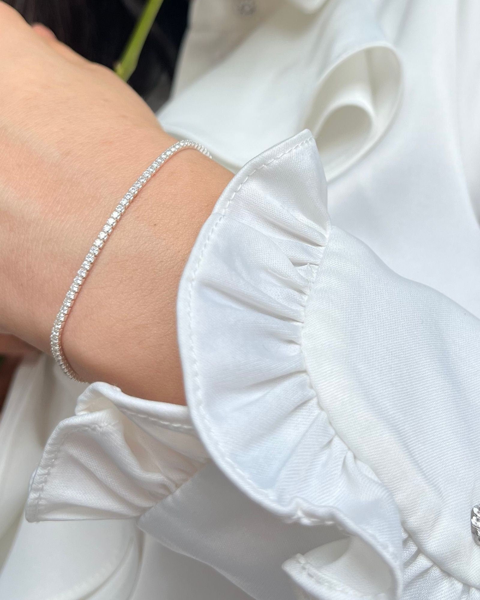 Bridal CZ Tennis Bracelet With Sparkling Stones - Sterling Silver