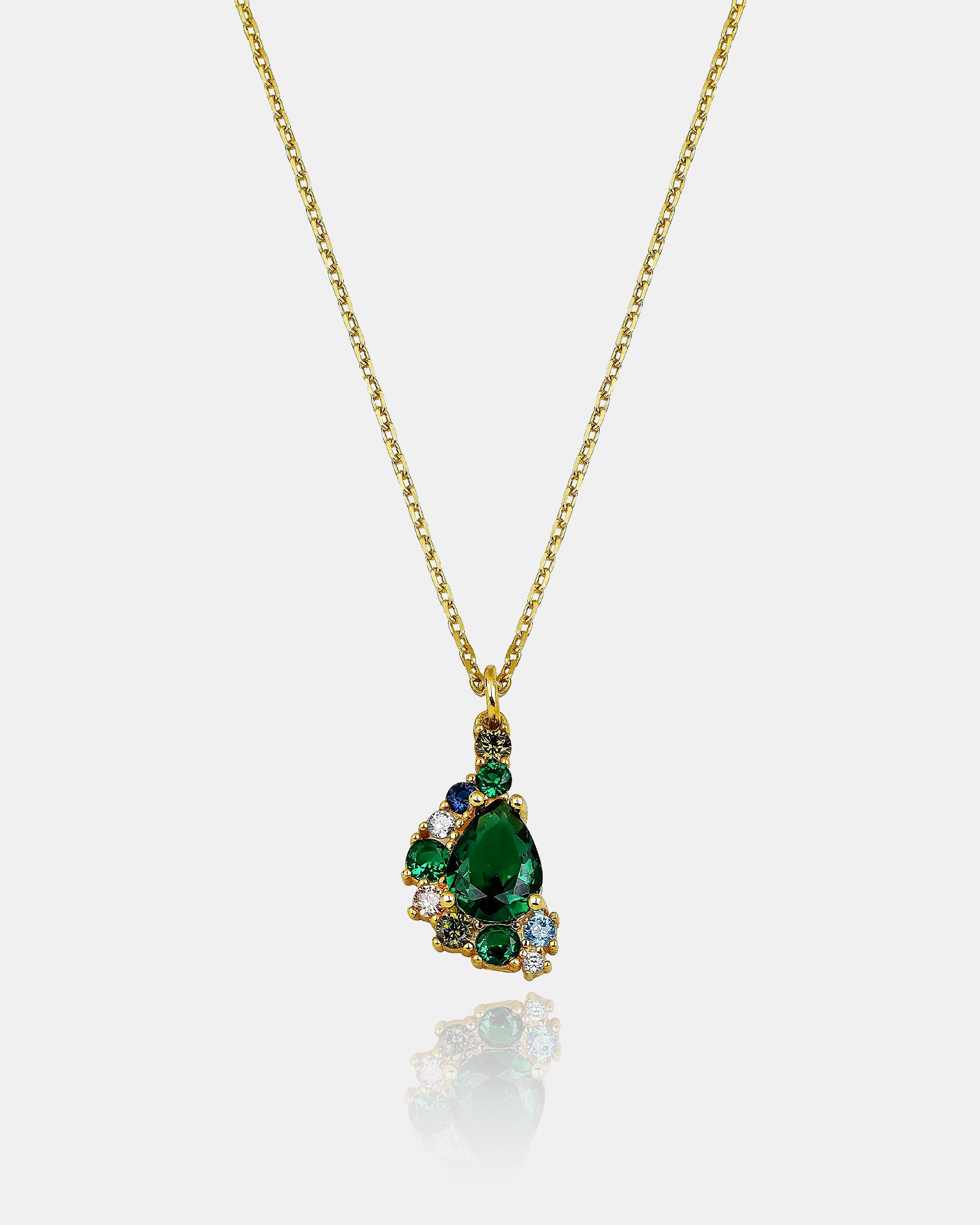 Vintage Emerald Drop Necklace - Sterling Silver