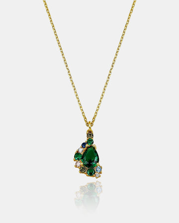 Vintage Emerald Drop Necklace - Sterling Silver