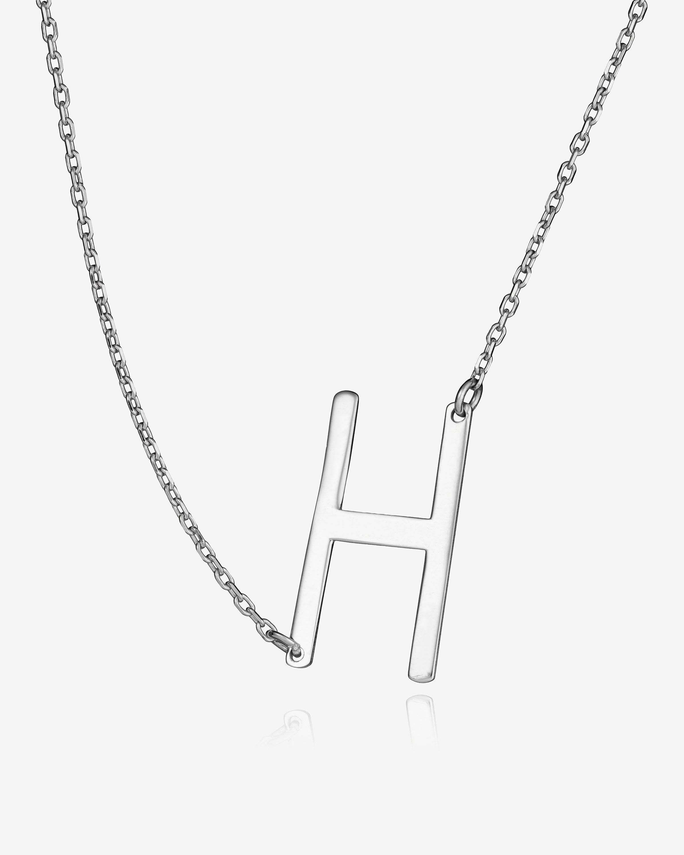 Personalised Sideways Initial Necklace - Sterling Silver