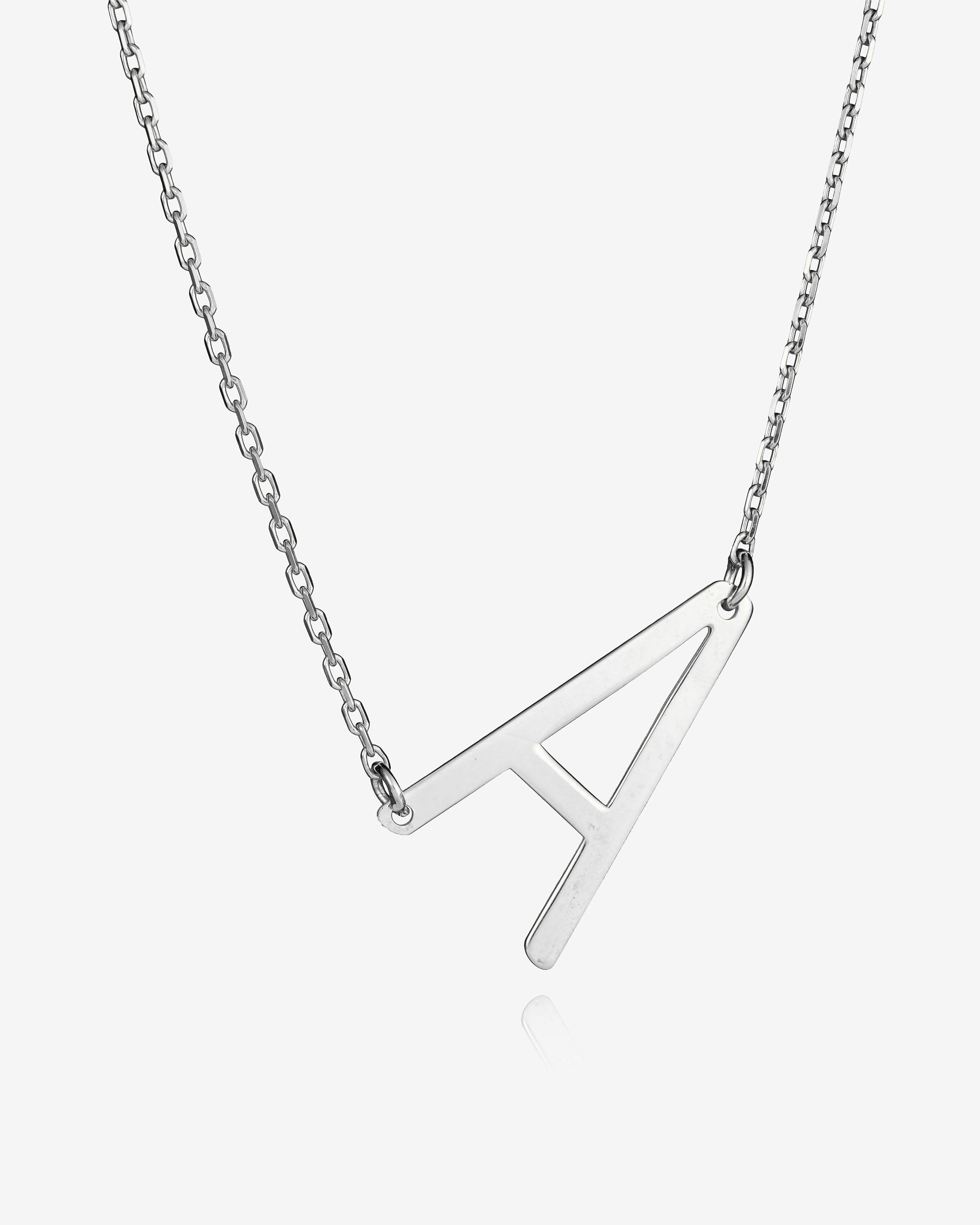 Personalised Sideways Initial Necklace - Sterling Silver