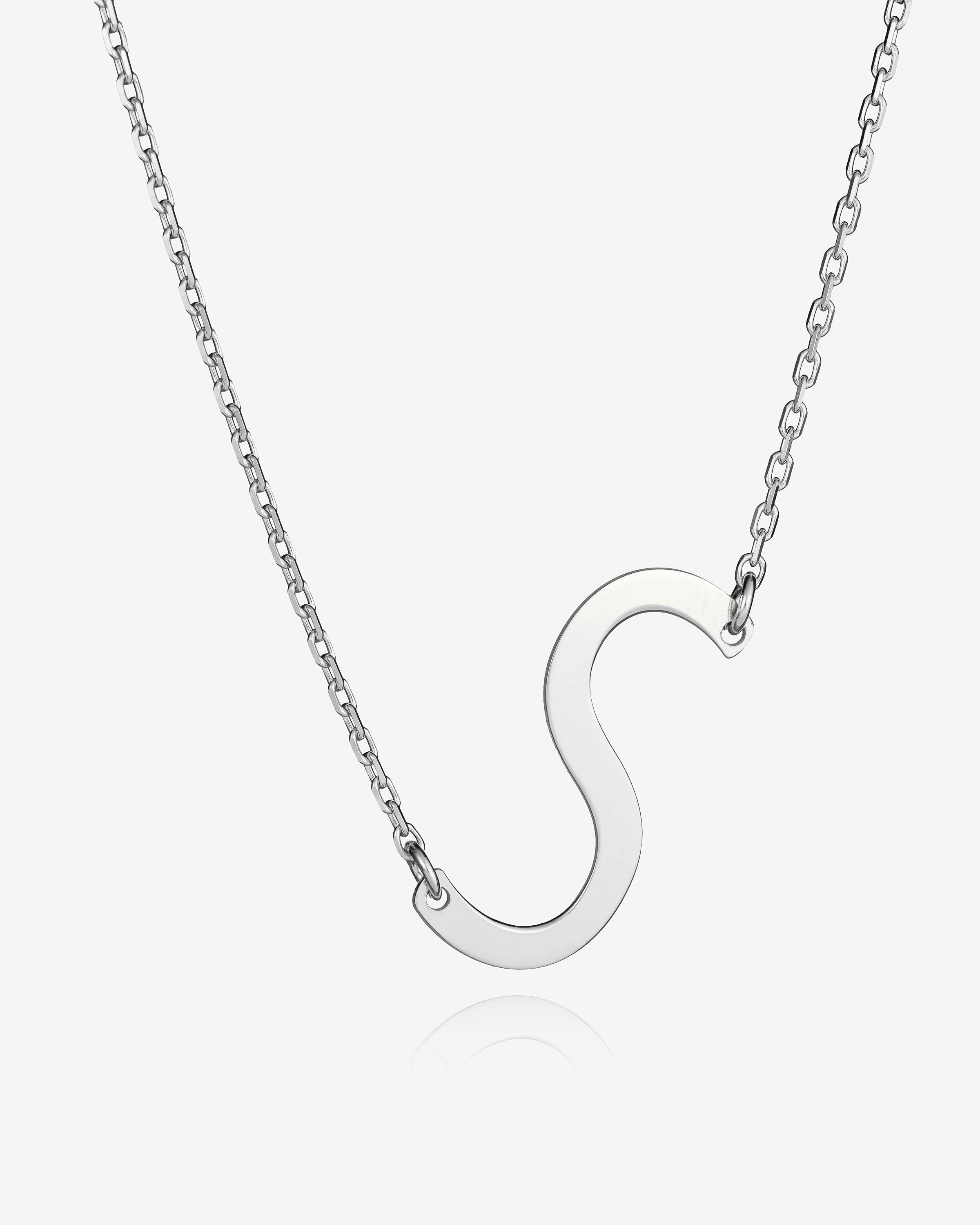 Personalised Sideways Initial Necklace - Sterling Silver