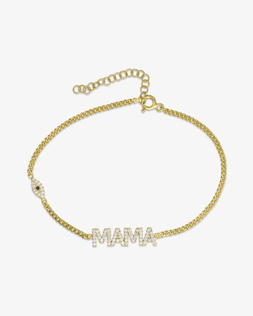 Gold Mama CZ Bracelet - Sterling Silver