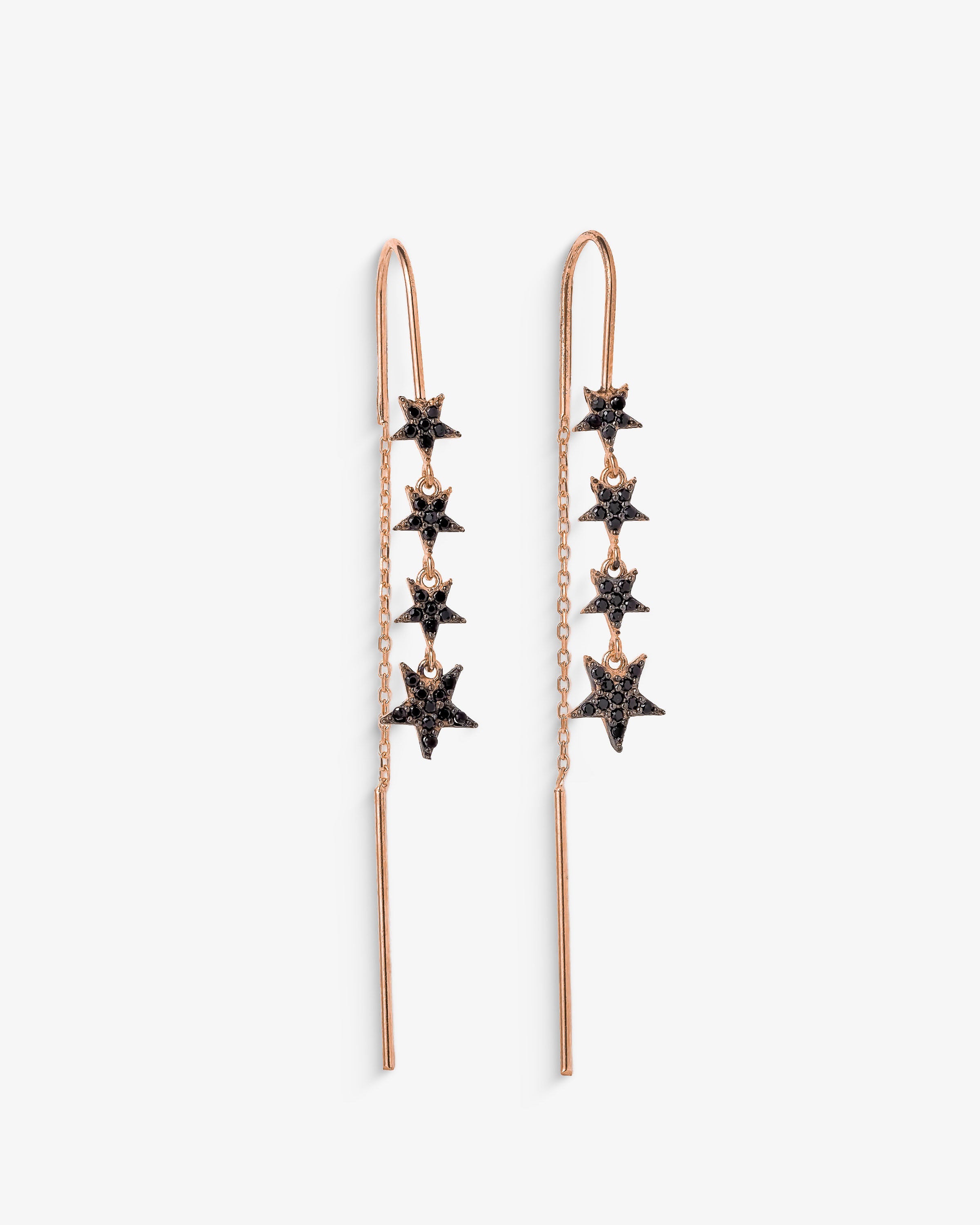 Star Chain Dangle Earrings - Sterling Silver