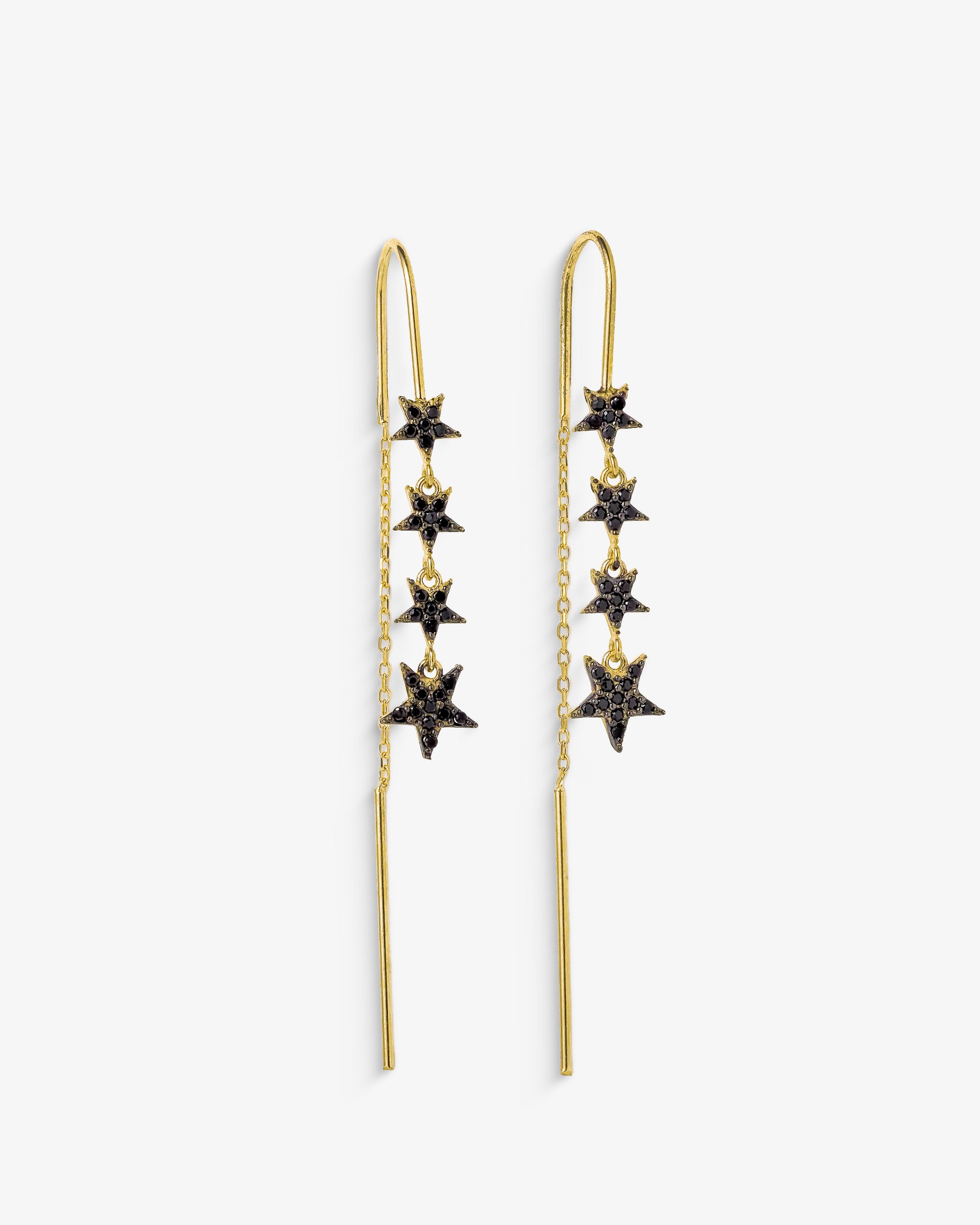 Star Chain Dangle Earrings - Sterling Silver