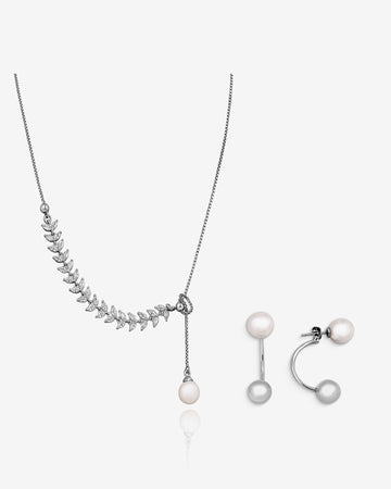 Pearl Slider Jewelry Set - Sterling Silver