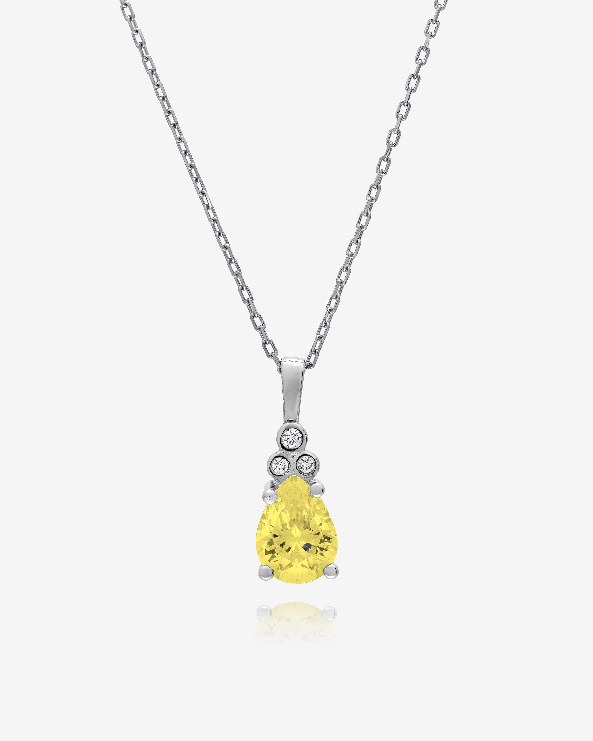 Birthstone Necklace with Zirconia Accents - Sterling Silver