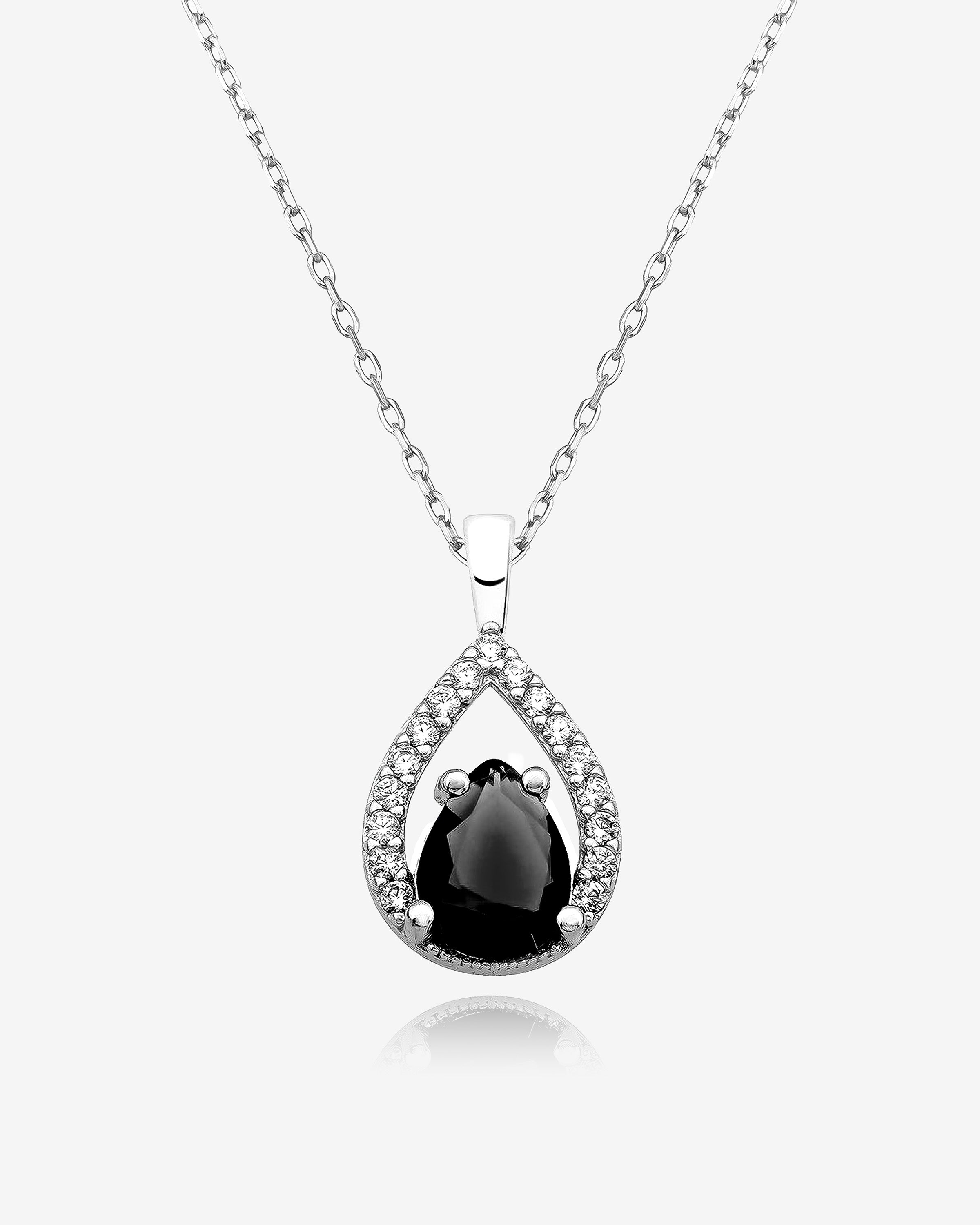 Zirconia Frame Birthstone Necklace - Sterling Silver