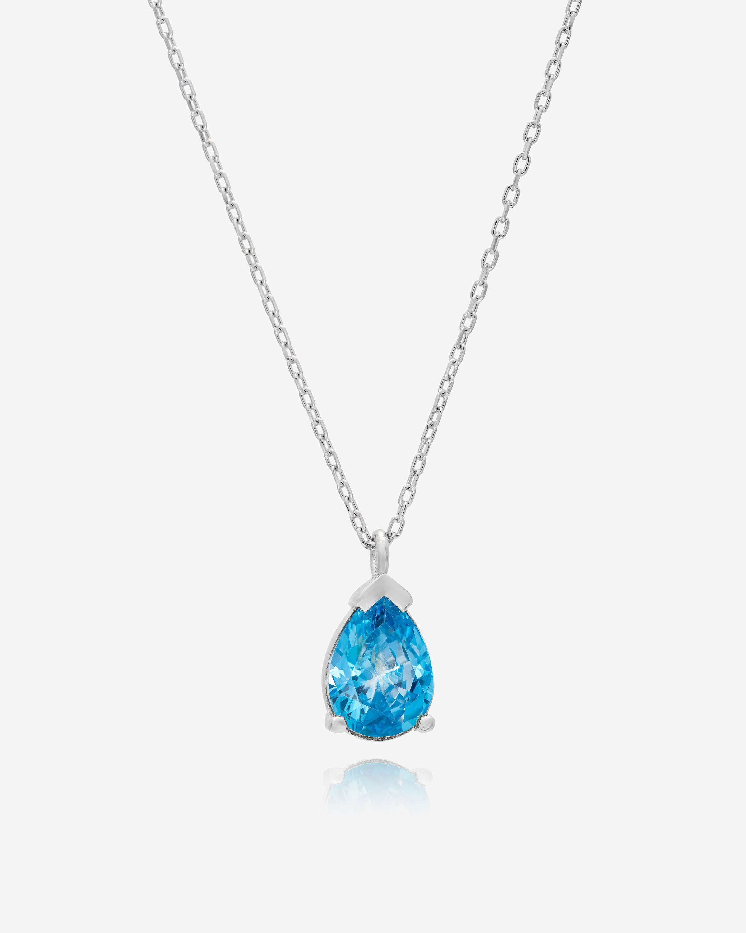Birthstone Drop Necklace Silver - Sterling Silver