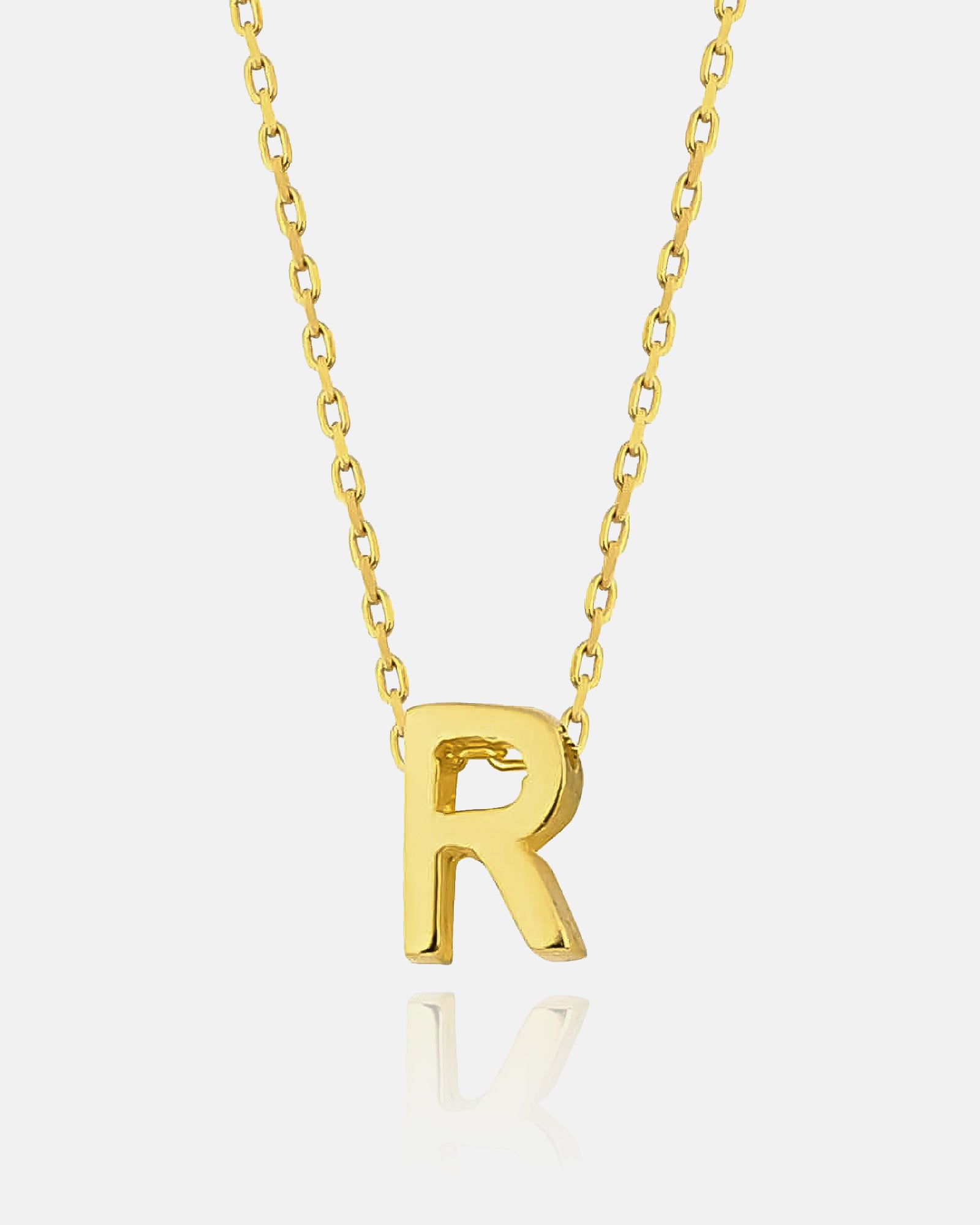Personalized Initial Letter Necklace  - Sterling Silver (Gold)