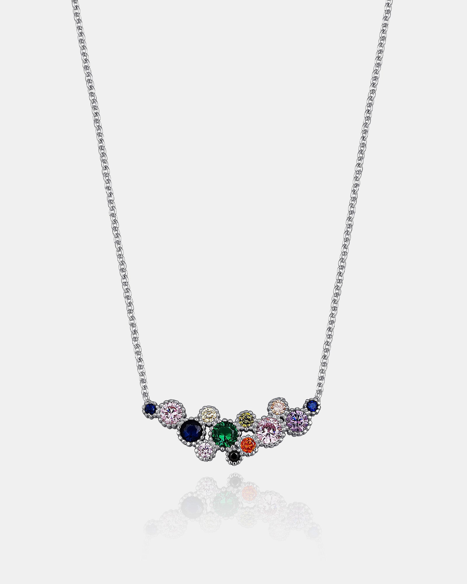 Rainbow Gemstone Necklace - Sterling Silver