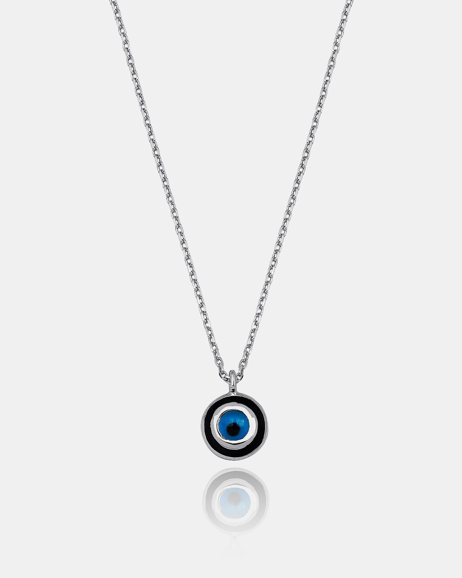 Blue Evil Eye Necklace - Sterling Silver
