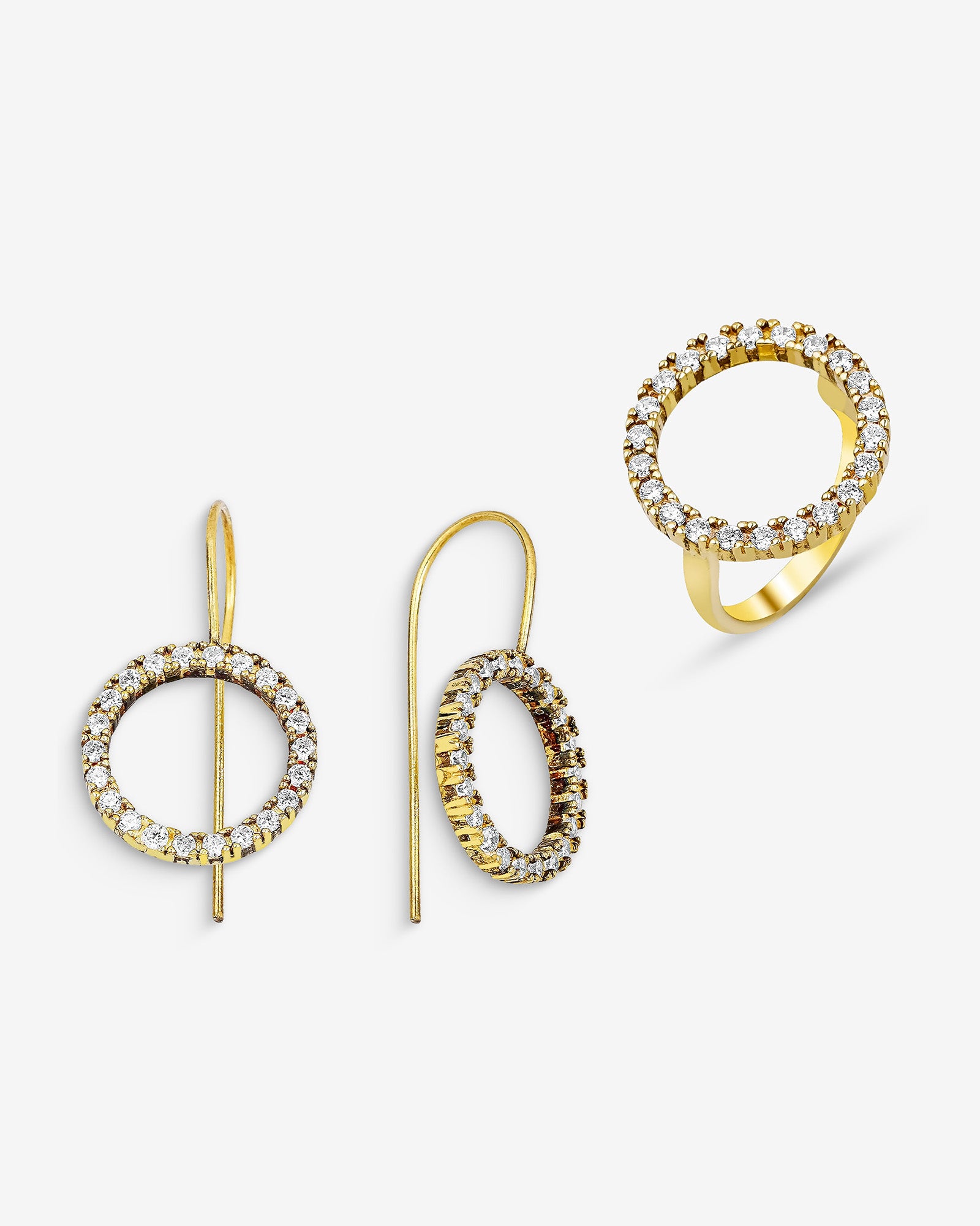 CZ Halo Jewelry Set - Sterling Silver