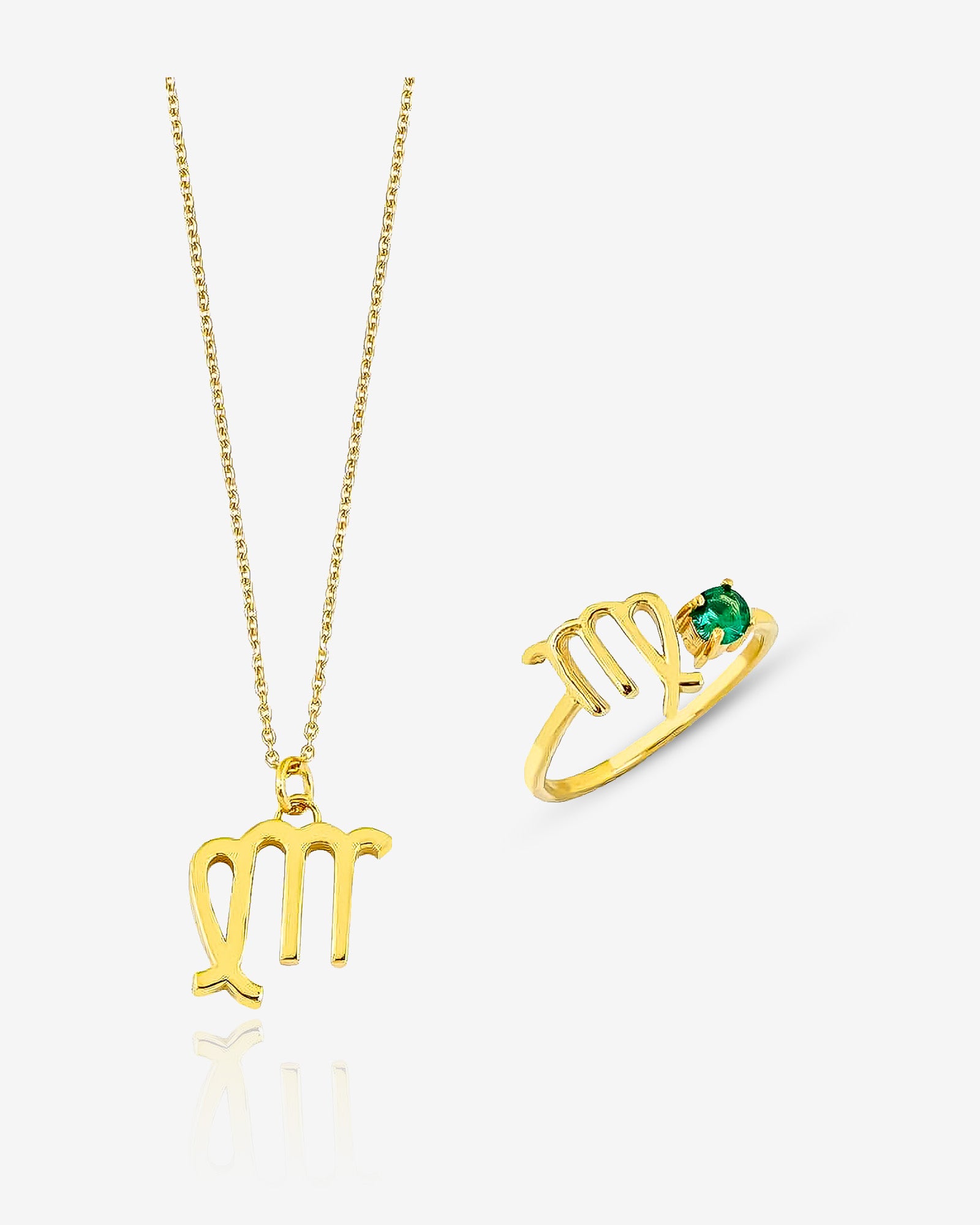 Zodiac Necklace and Ring Set Gold - Sterling Silver