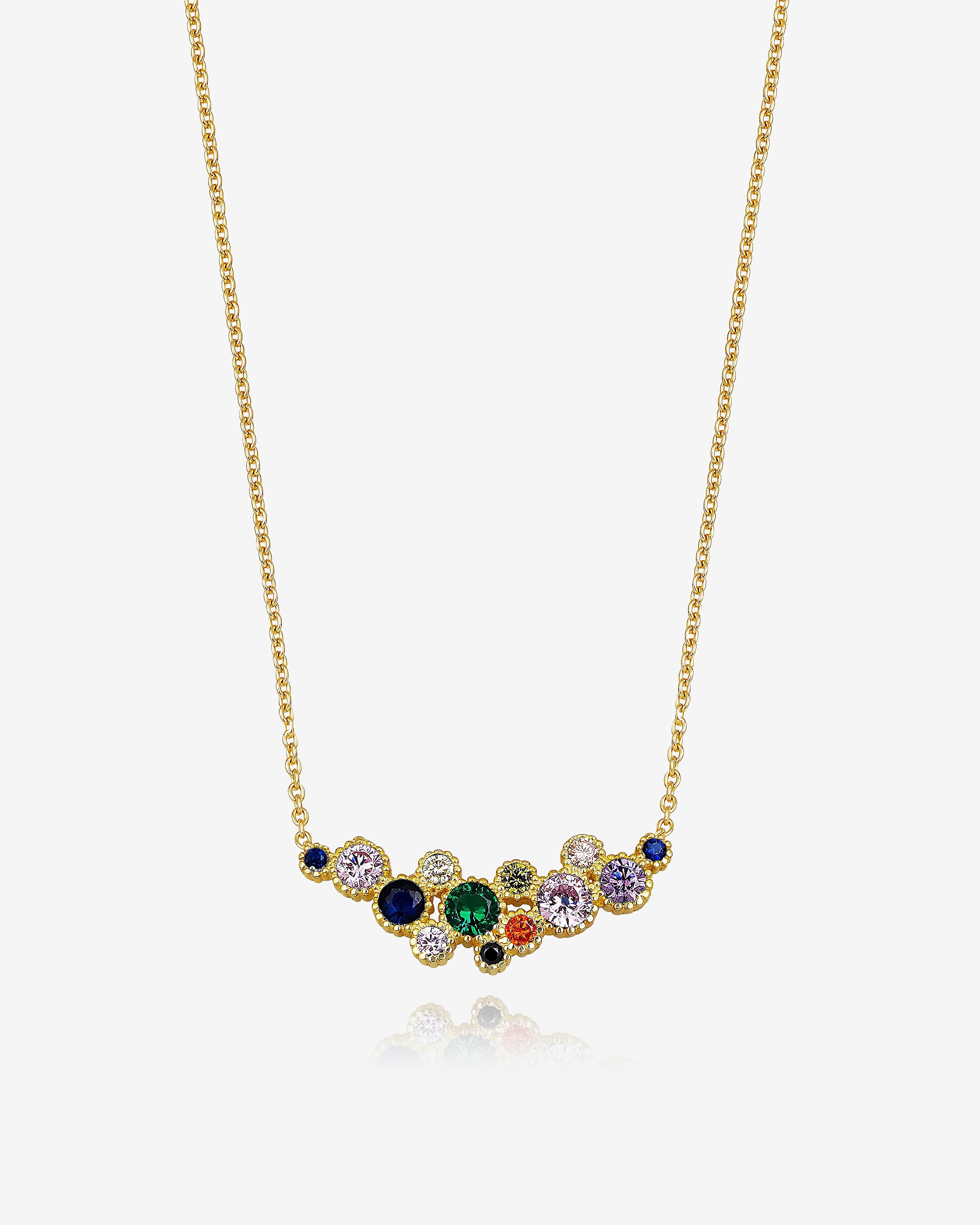 Rainbow Gemstone Necklace - Sterling Silver