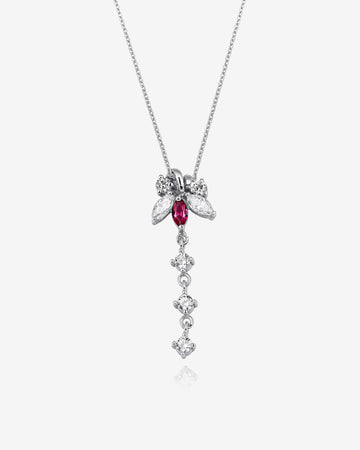 Elegant Ruby Floral Necklace - Sterling Silver