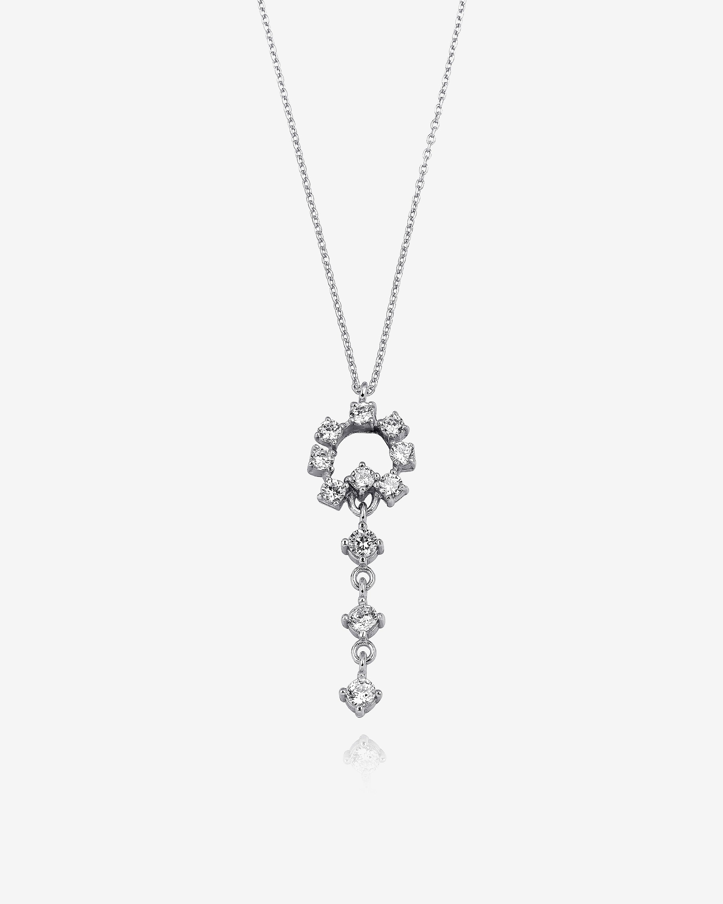 Elegant CZ Flower Necklace - Sterling Silver