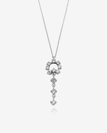Elegant CZ Flower Necklace - Sterling Silver