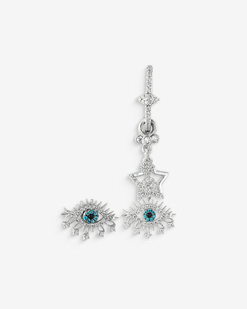 Evil Eye Dangle Earrings - Sterling Silver