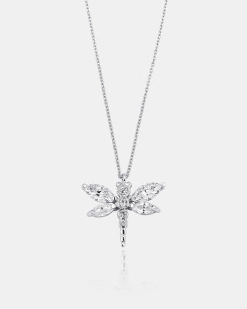 Handmade Dragonfly CZ Silver Necklace - Sterling Silver