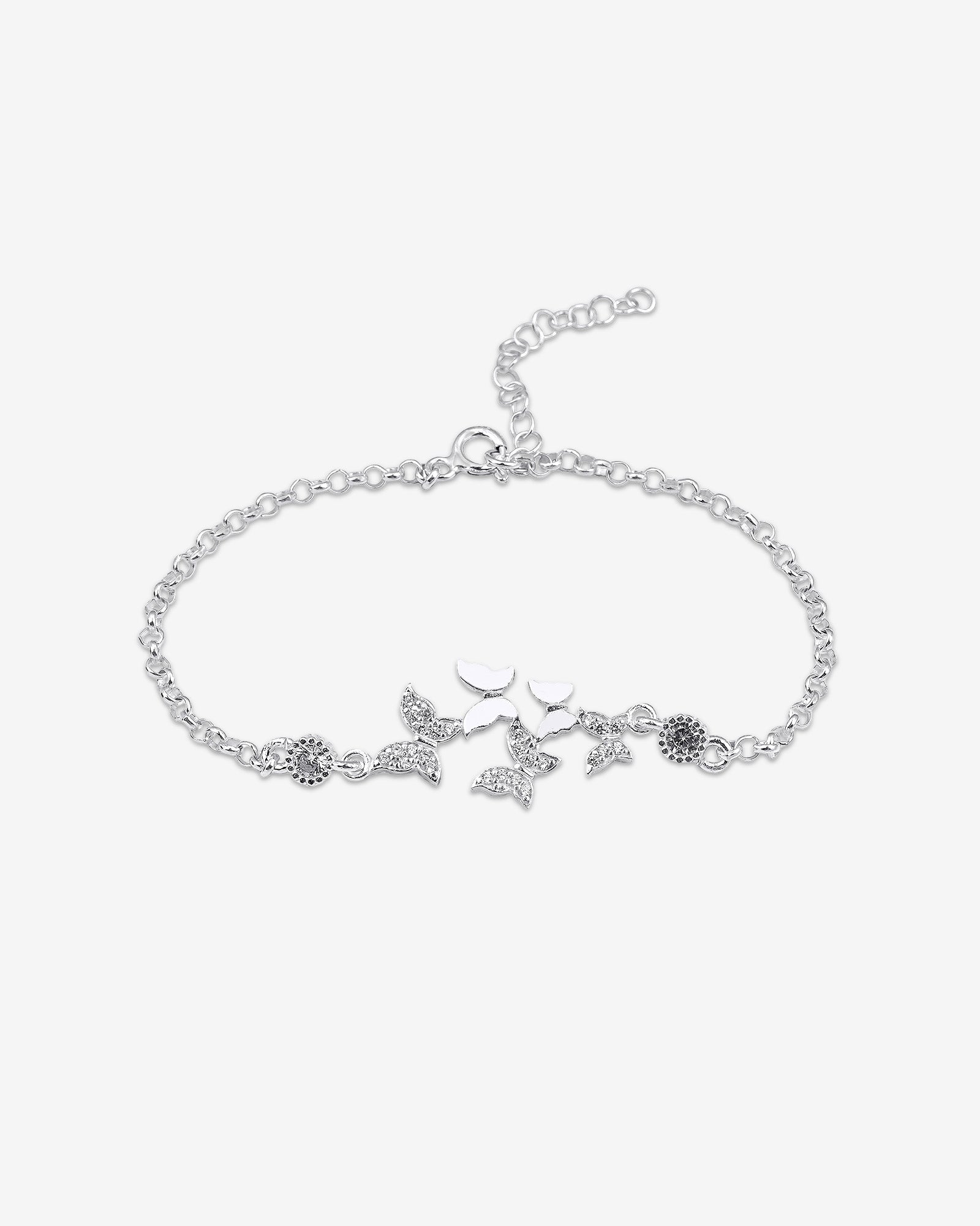 Dazzling Cz Butterfly Bracelet Silver - Sterling Silver