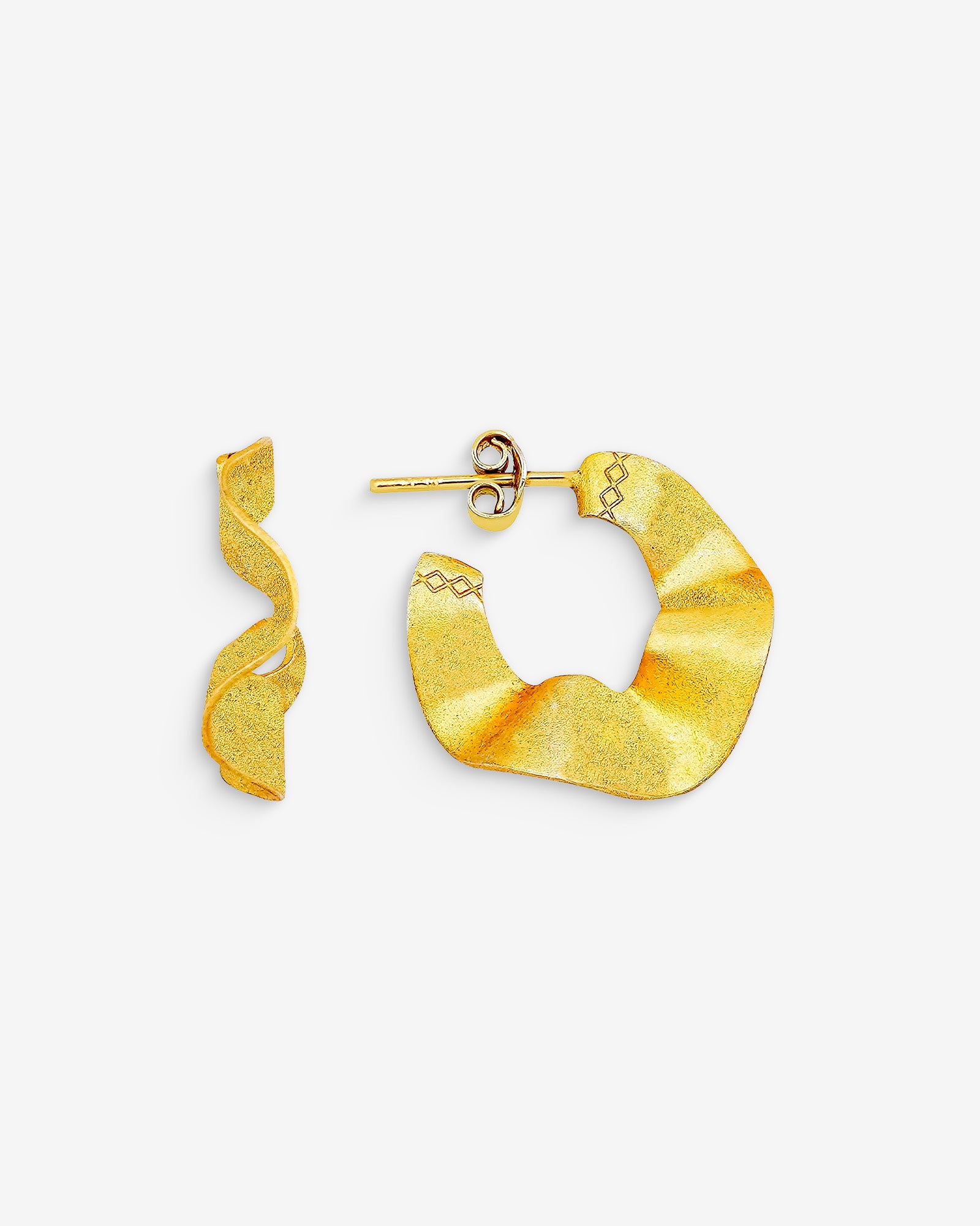 Antique Style Wavy Earrings - Sterling Silver