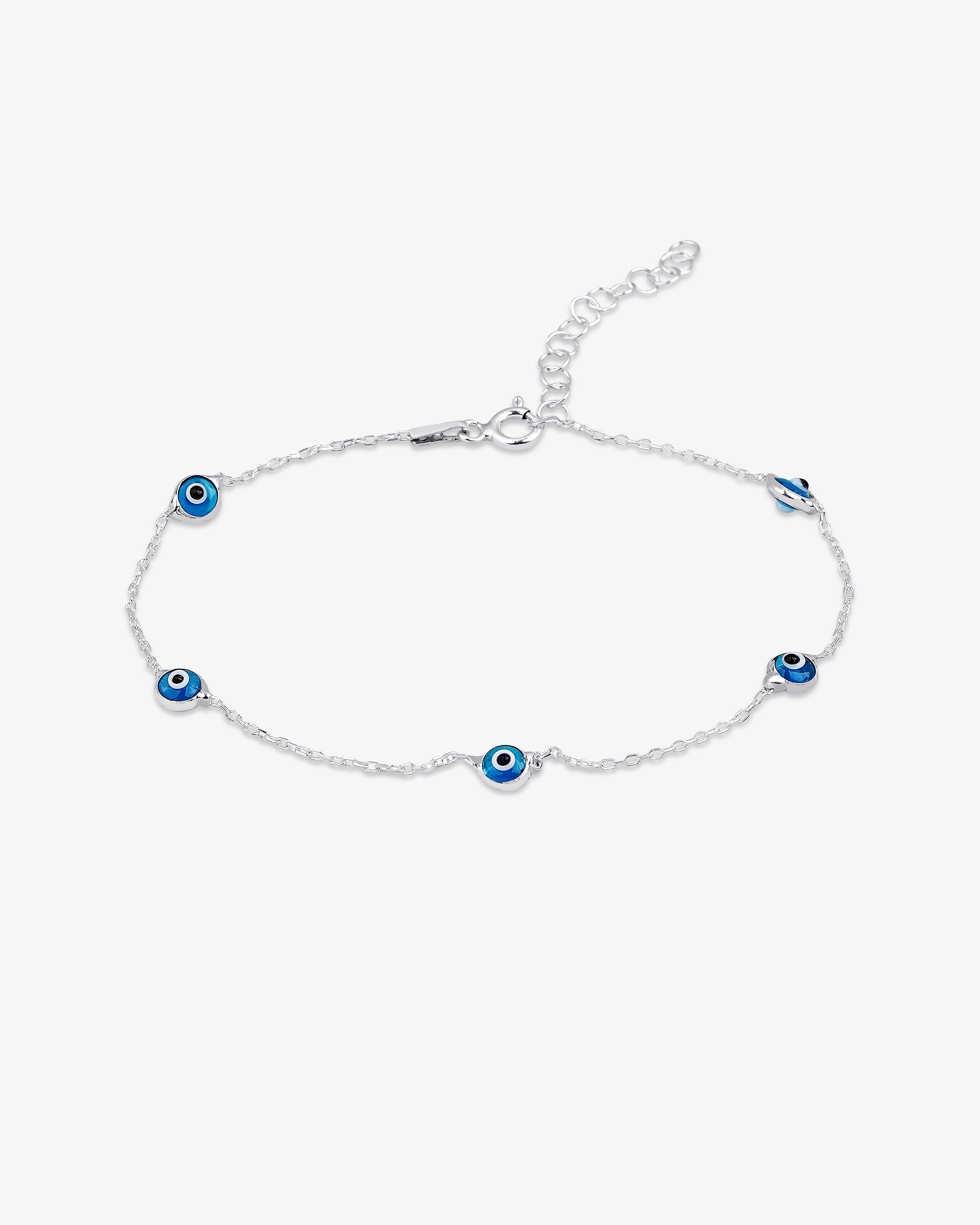 Blue Evil Eye Bead Bracelet - Sterling Silver