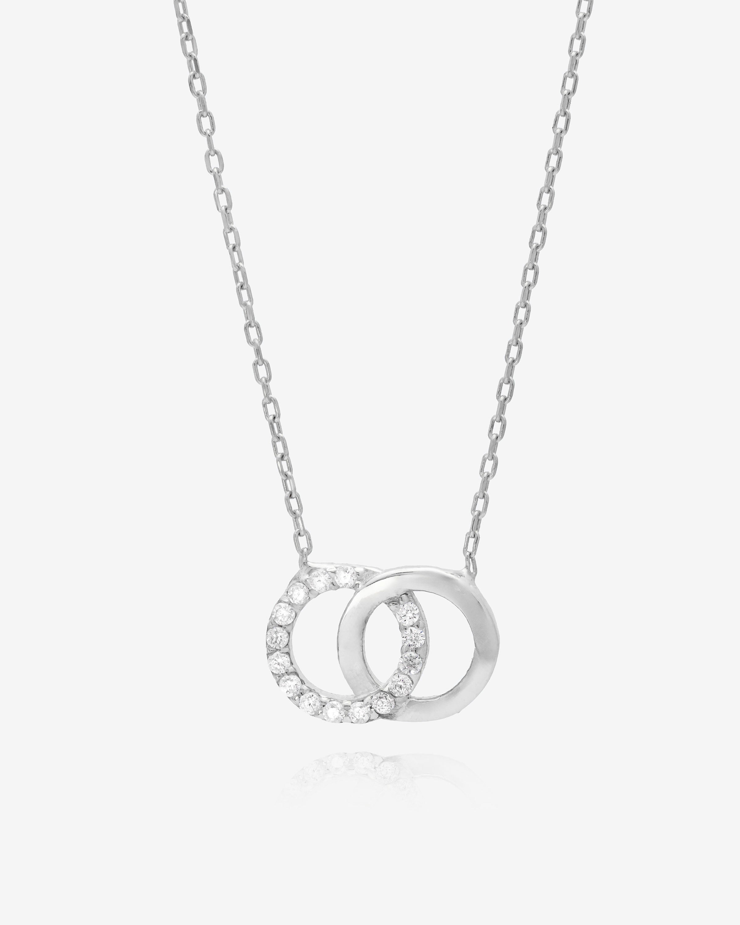 Dainty Double Circle Necklace - Sterling Silver