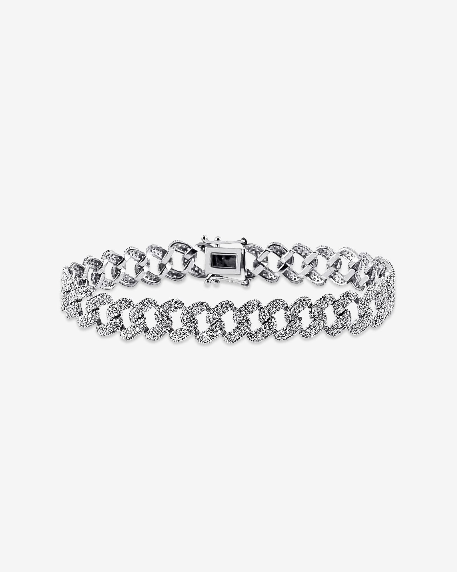 Iced Out Cuban Link Bracelet - Sterling Silver