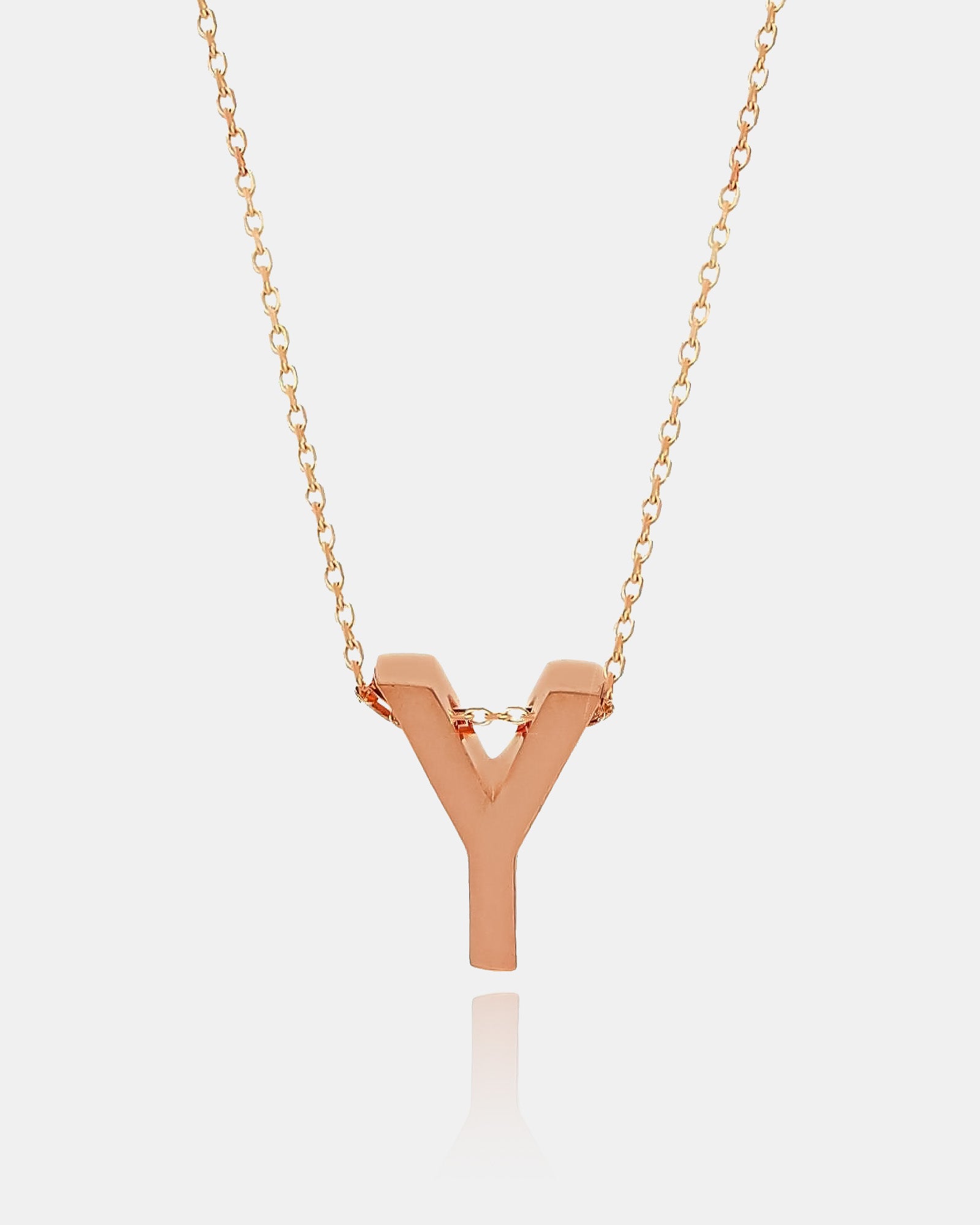 Personalized Initial Letter Necklace - Sterling Silver (Rose Gold)