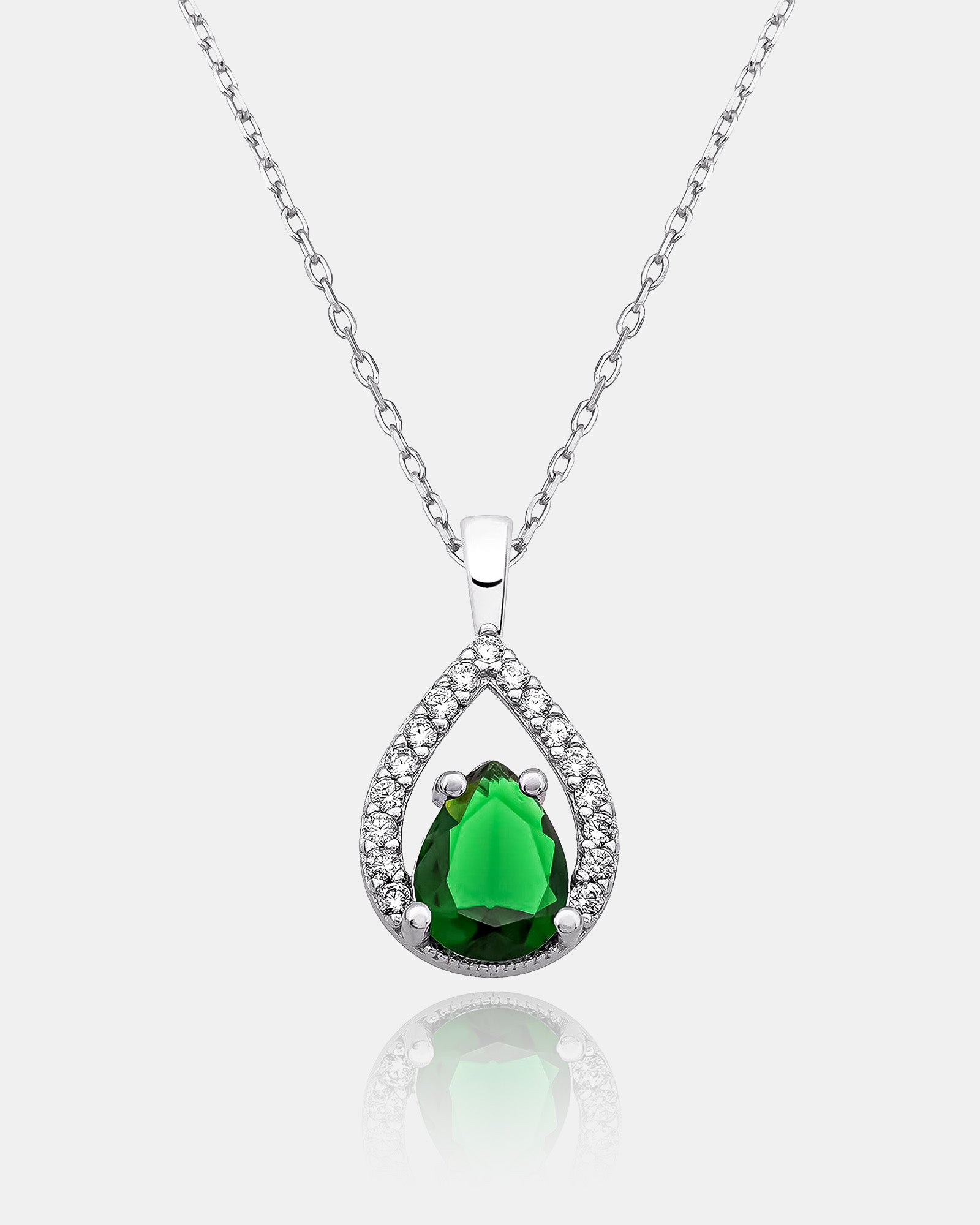 Zirconia Frame Birthstone Necklace - Sterling Silver