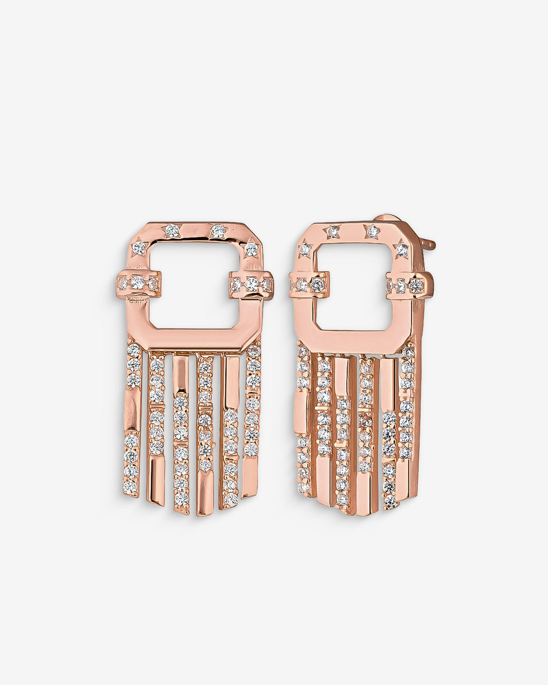 Fringe Drop Stud CZ Earrings - Sterling Silver