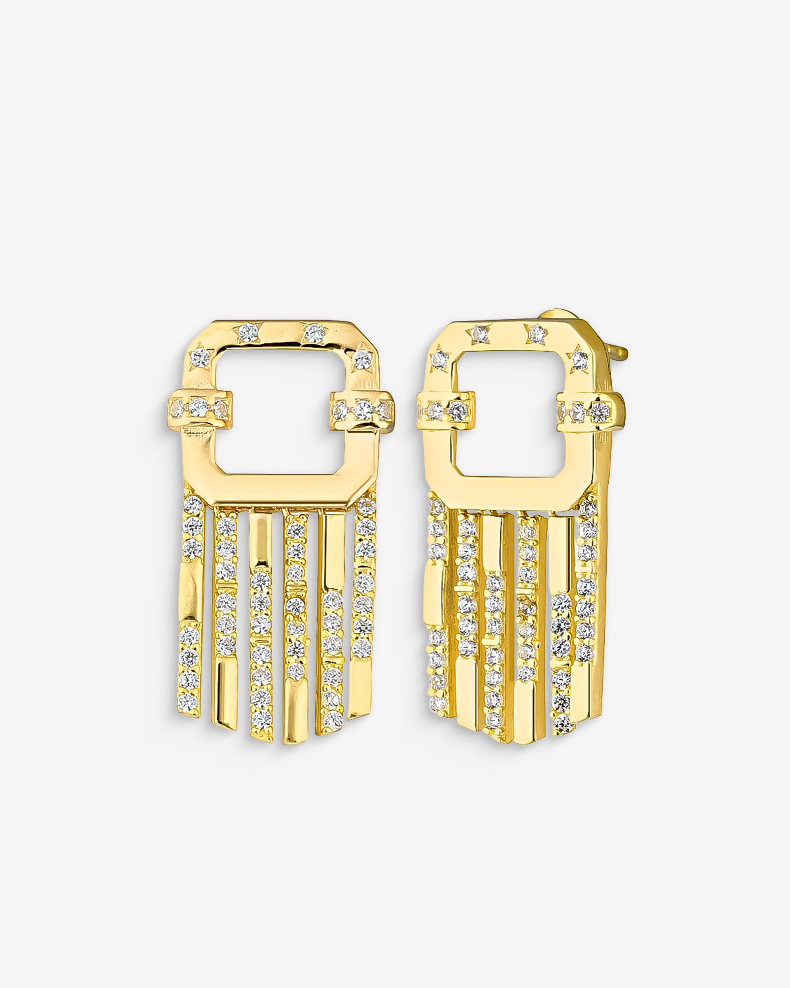 Fringe Drop Stud CZ Earrings - Sterling Silver