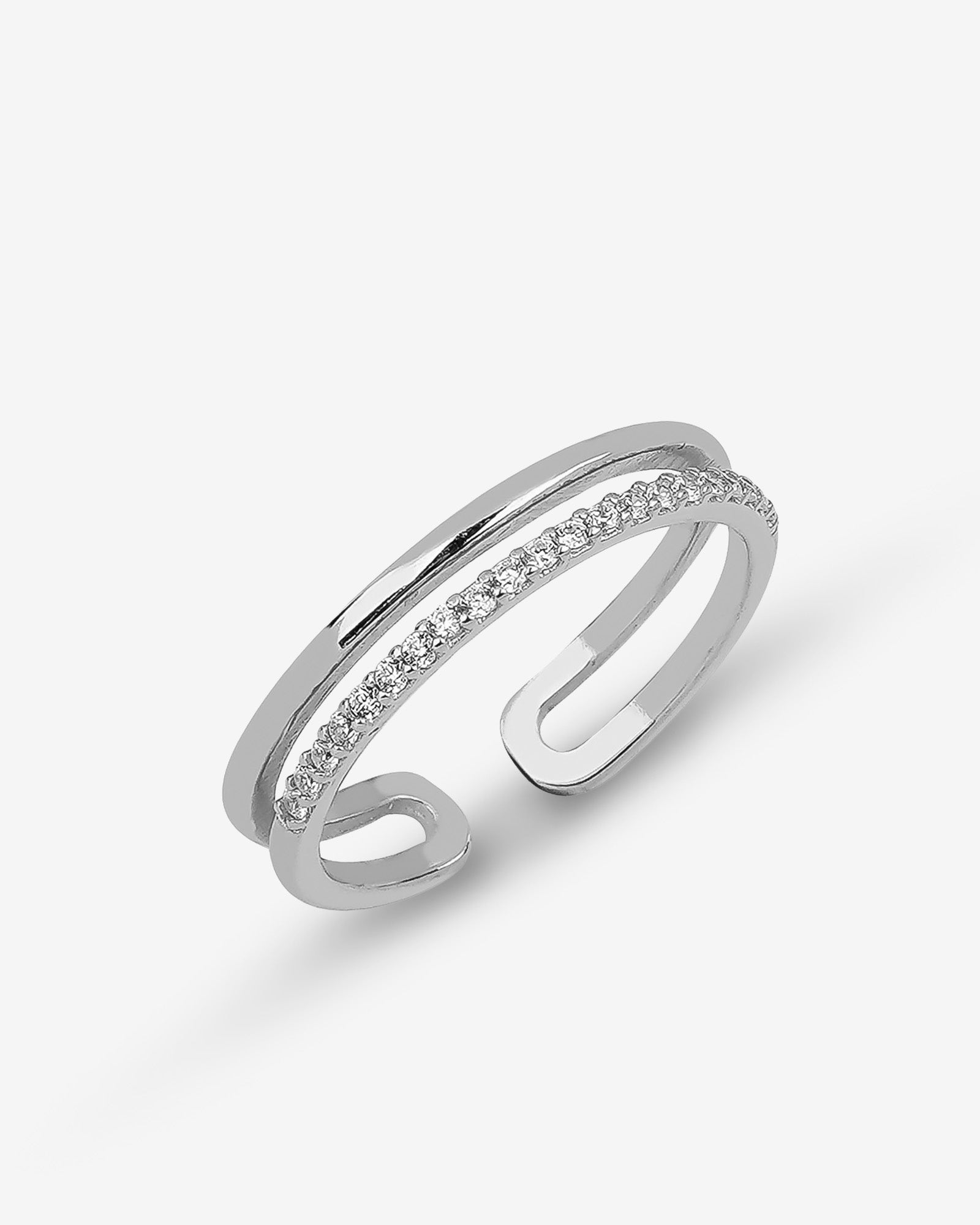 Elegant Double Band CZ Ring - Sterling Silver
