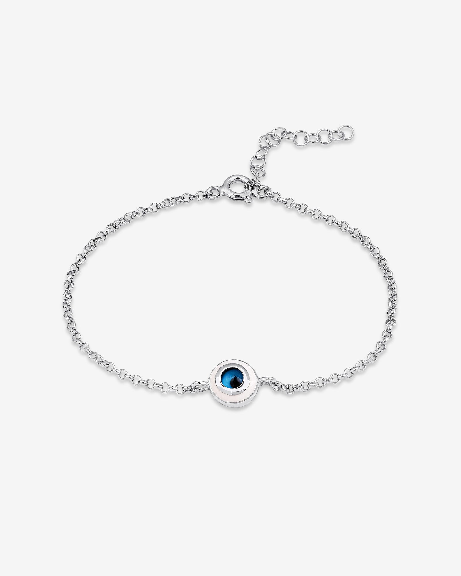 Round Single Evil Eye Protection Bracelet - Sterling Silver
