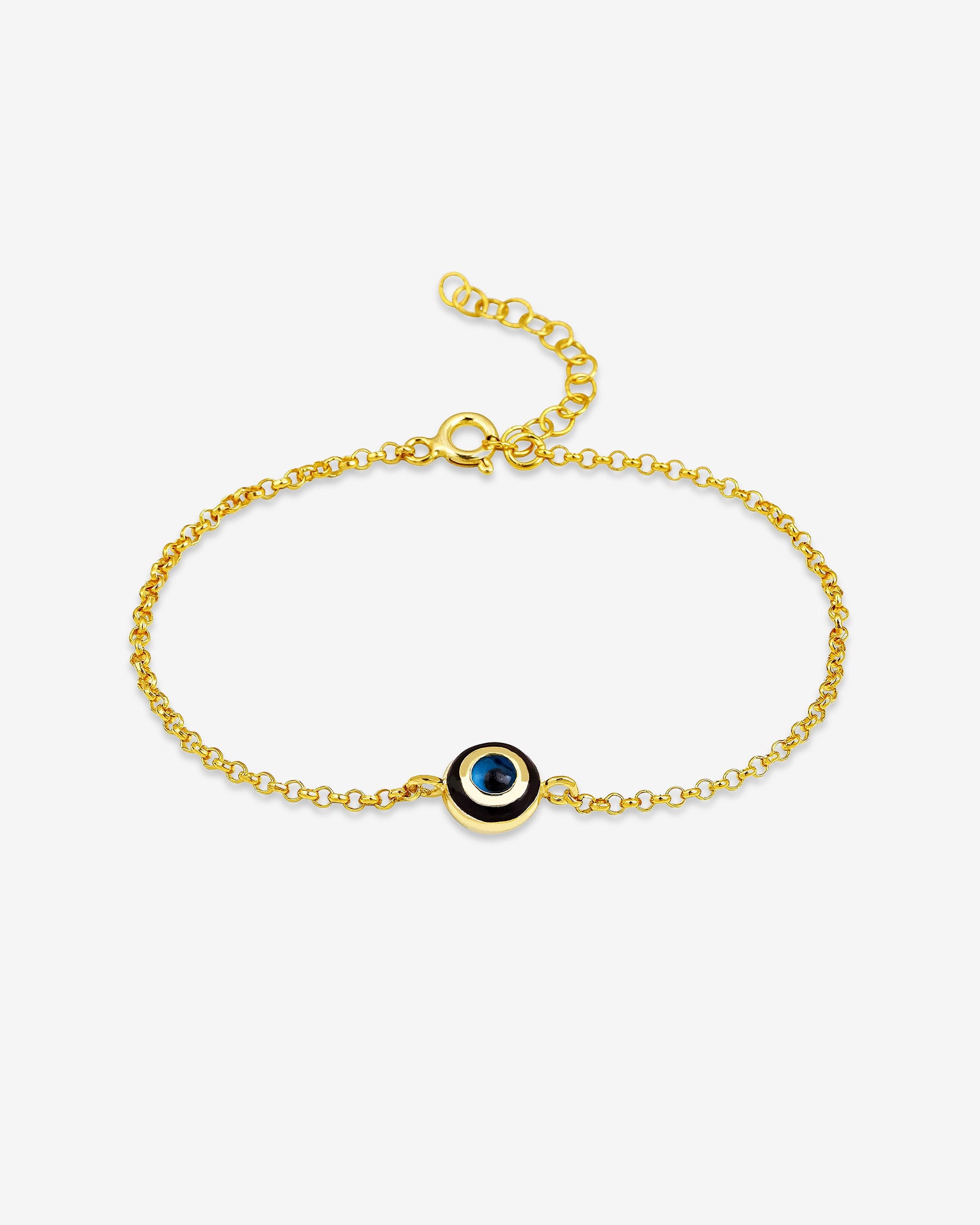 Round Single Evil Eye Protection Bracelet - Sterling Silver