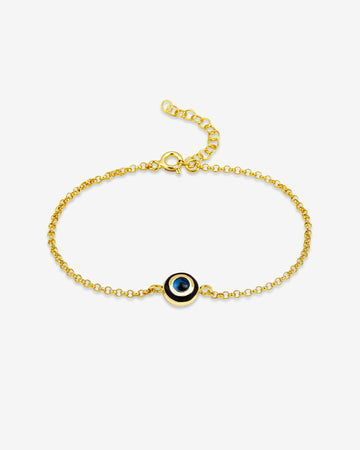 Round Single Evil Eye Protection Bracelet - Sterling Silver