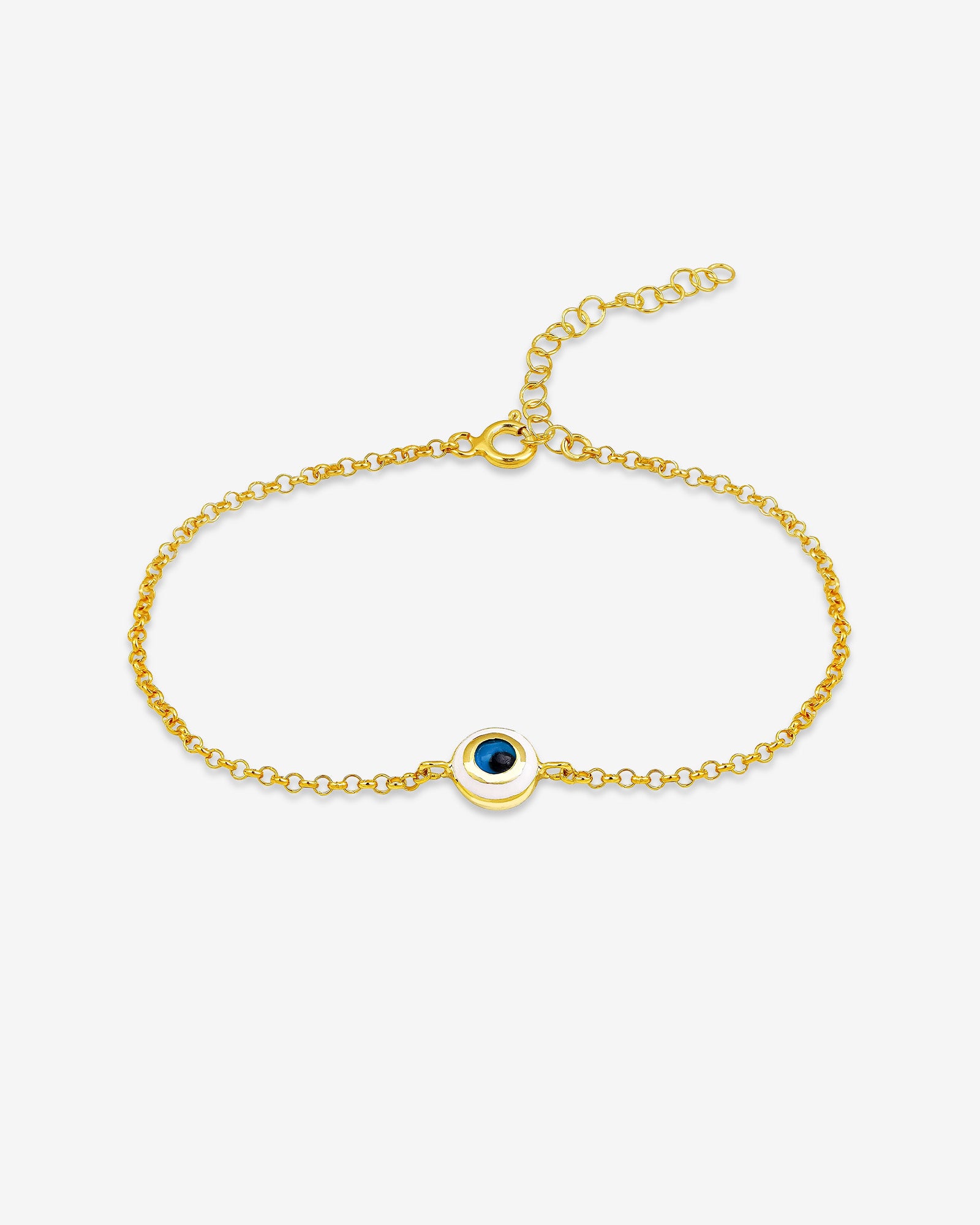 Round Single Evil Eye Protection Bracelet - Sterling Silver