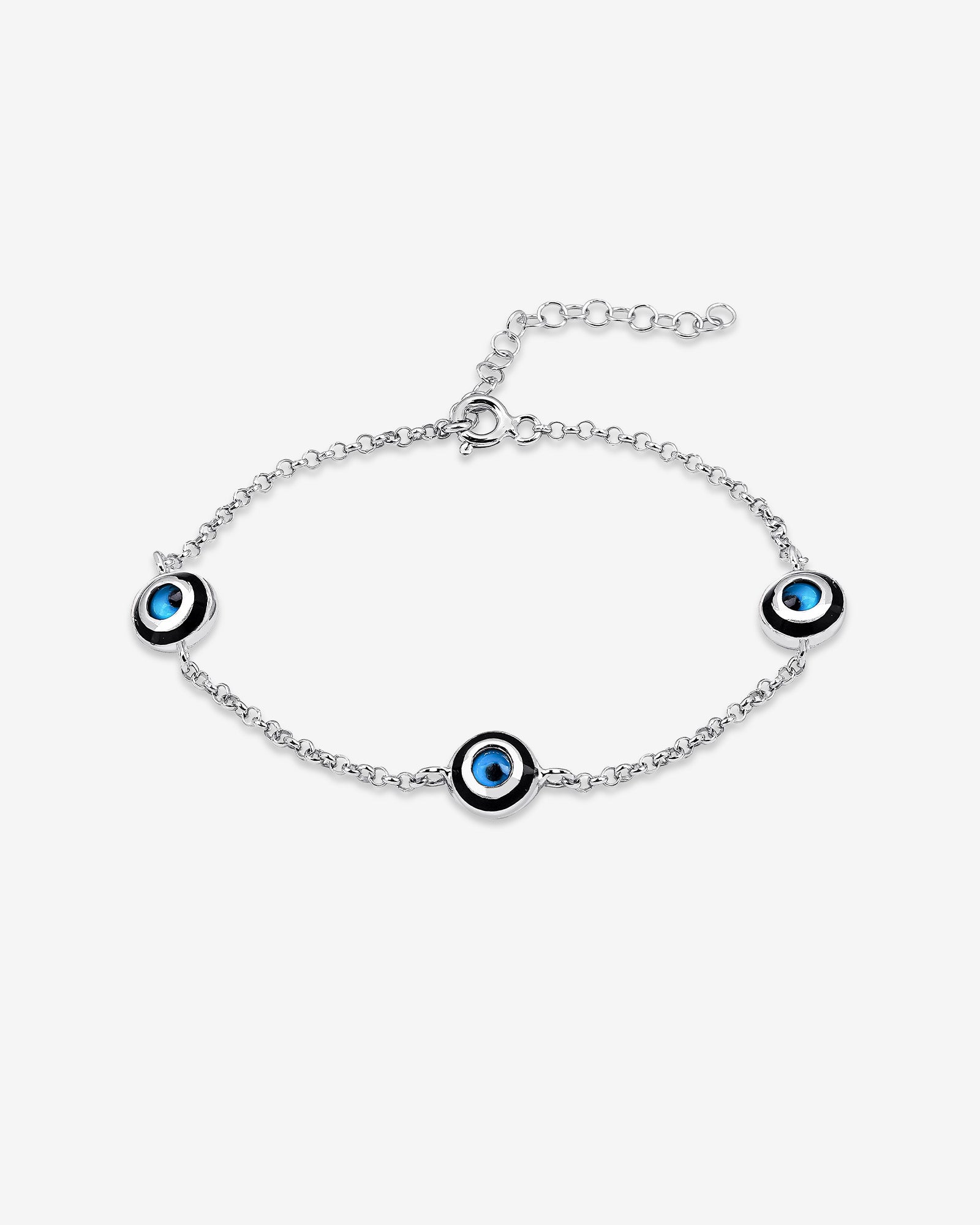 Round Three Evil Eye Protection Bracelet - Sterling Silver