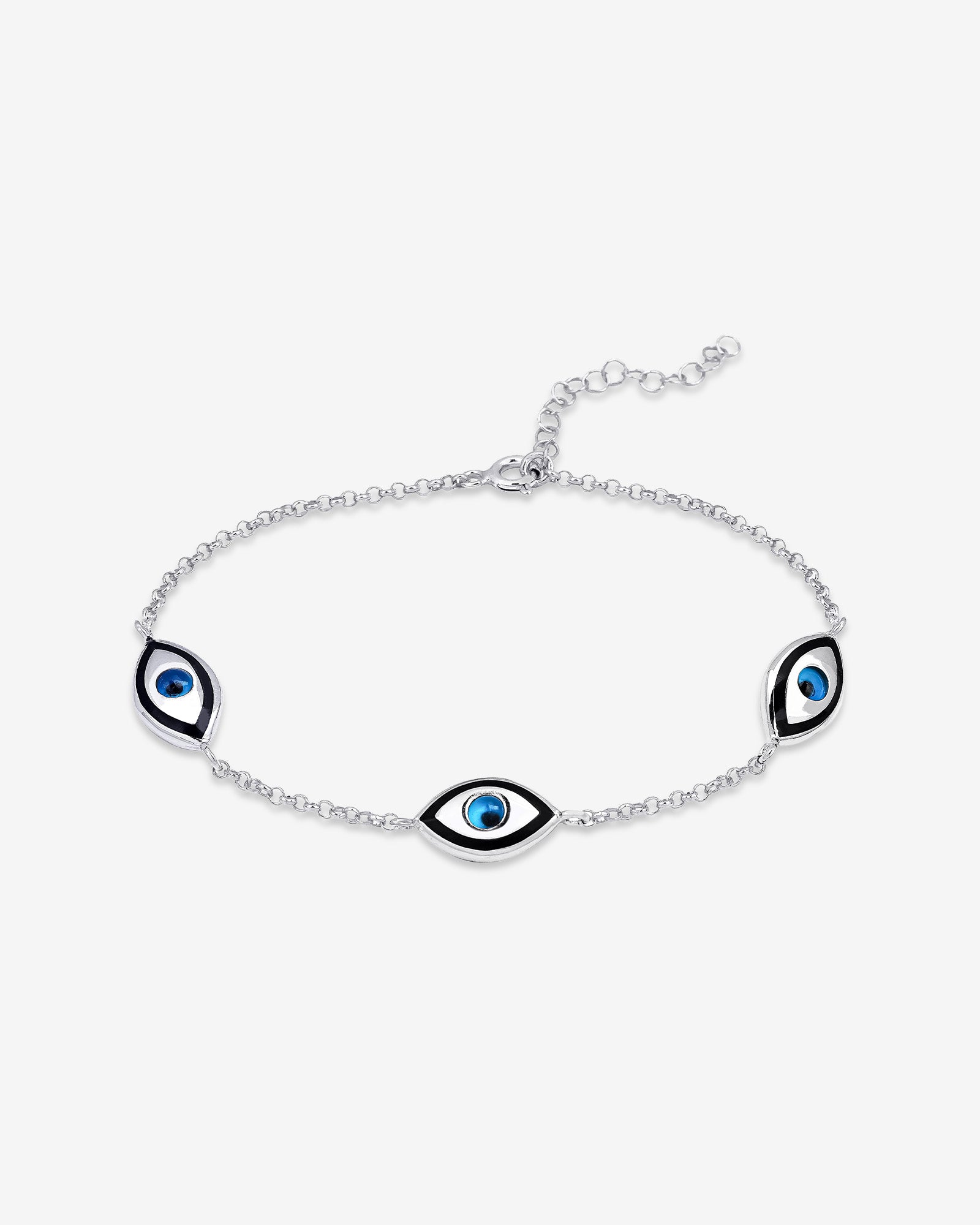 Marquise Three Evil Eye Bracelet - Sterling Silver