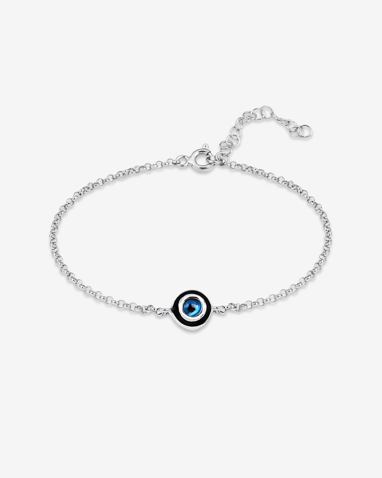 Round Single Evil Eye Protection Bracelet - Sterling Silver