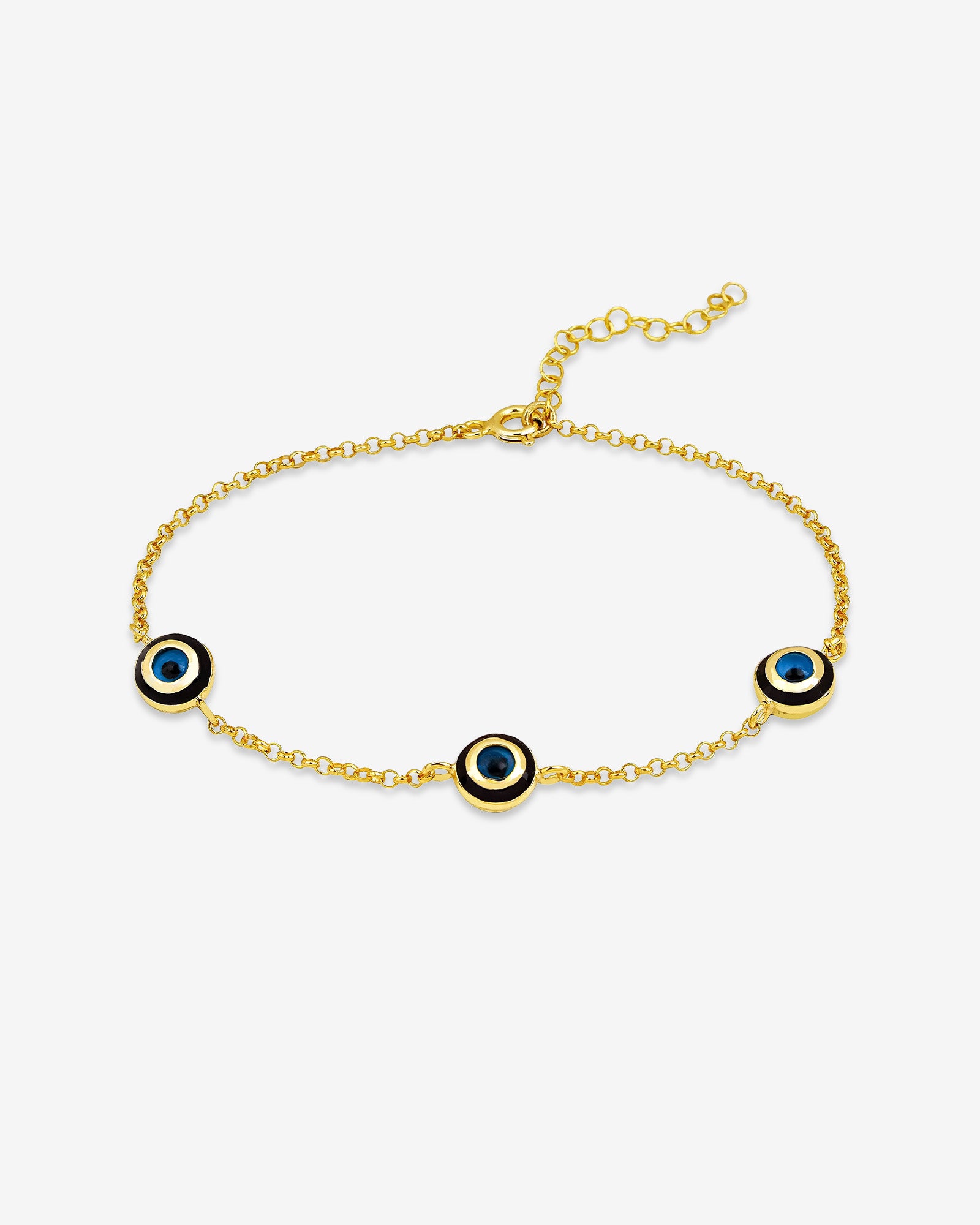 Round Three Evil Eye Protection Bracelet - Sterling Silver