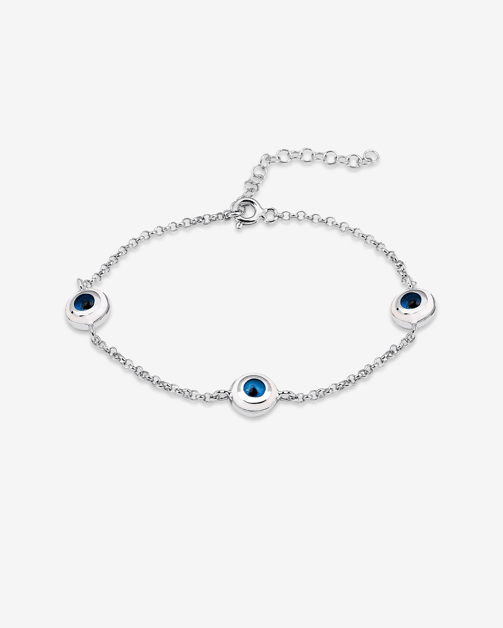 Round Three Evil Eye Protection Bracelet - Sterling Silver