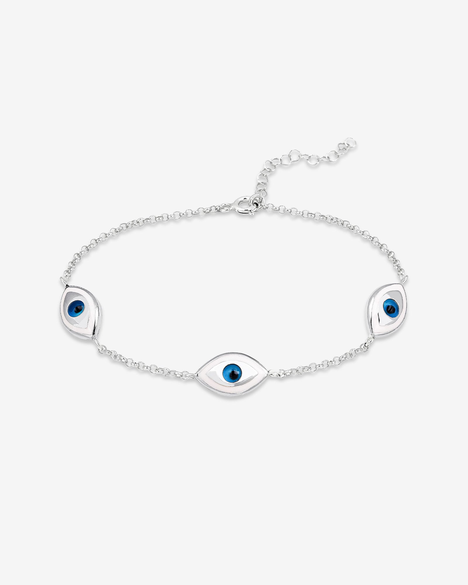 Marquise Three Evil Eye Bracelet - Sterling Silver