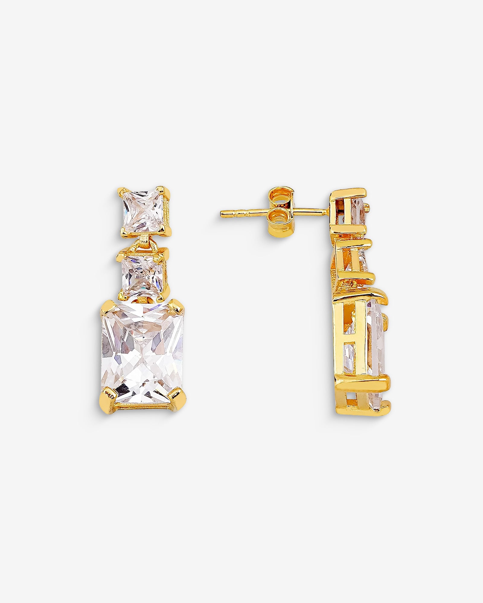 Baguette Birthstone Earrings - Sterling Silver