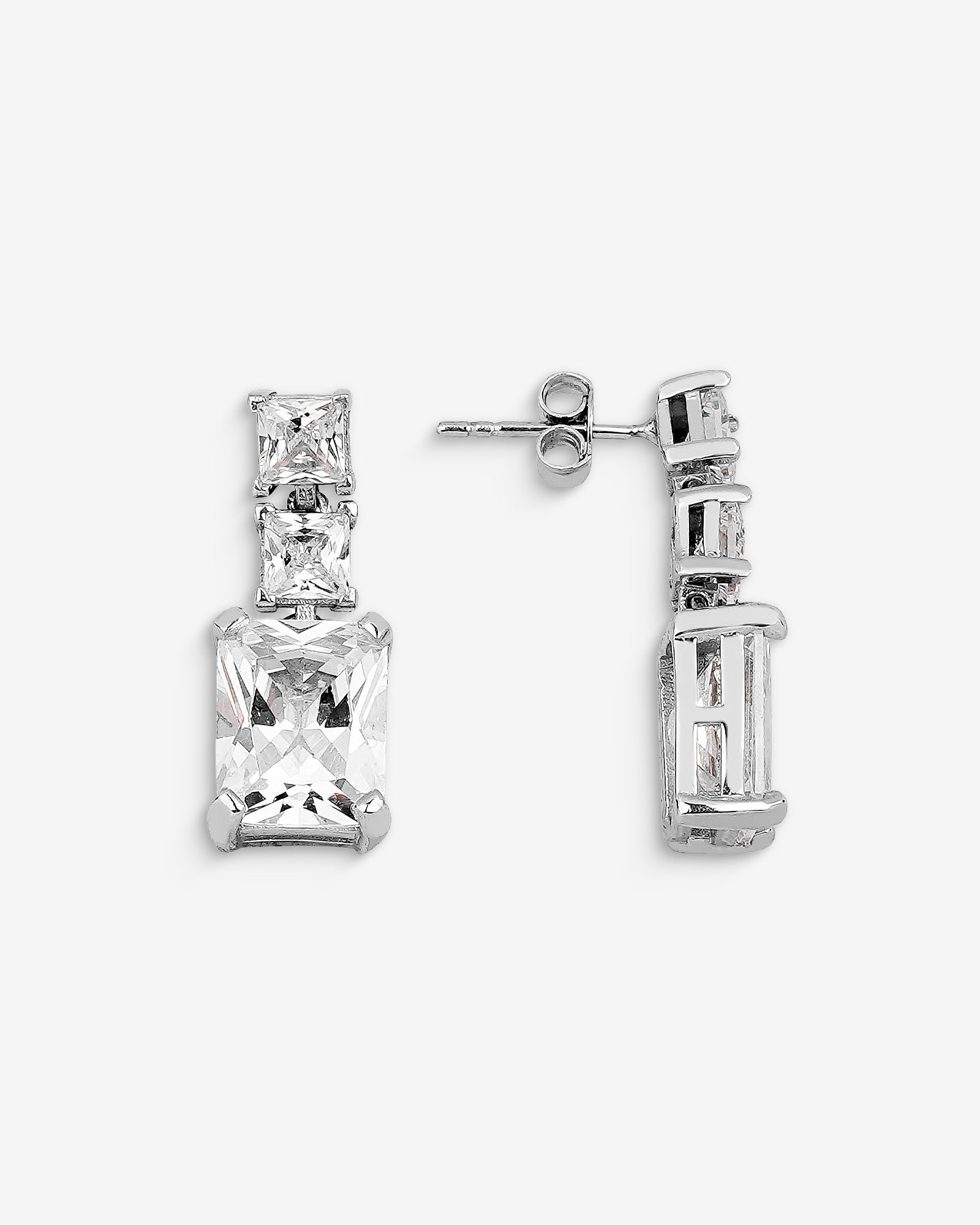 Baguette Birthstone Earrings - Sterling Silver