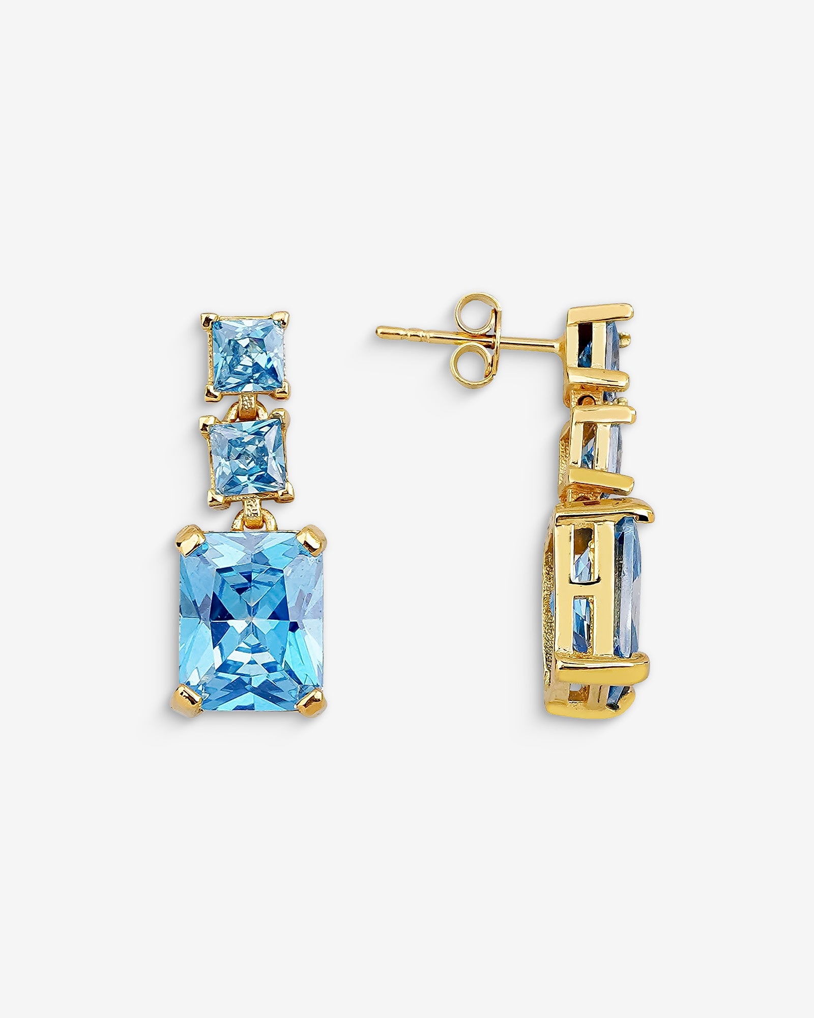 Baguette Birthstone Earrings - Sterling Silver