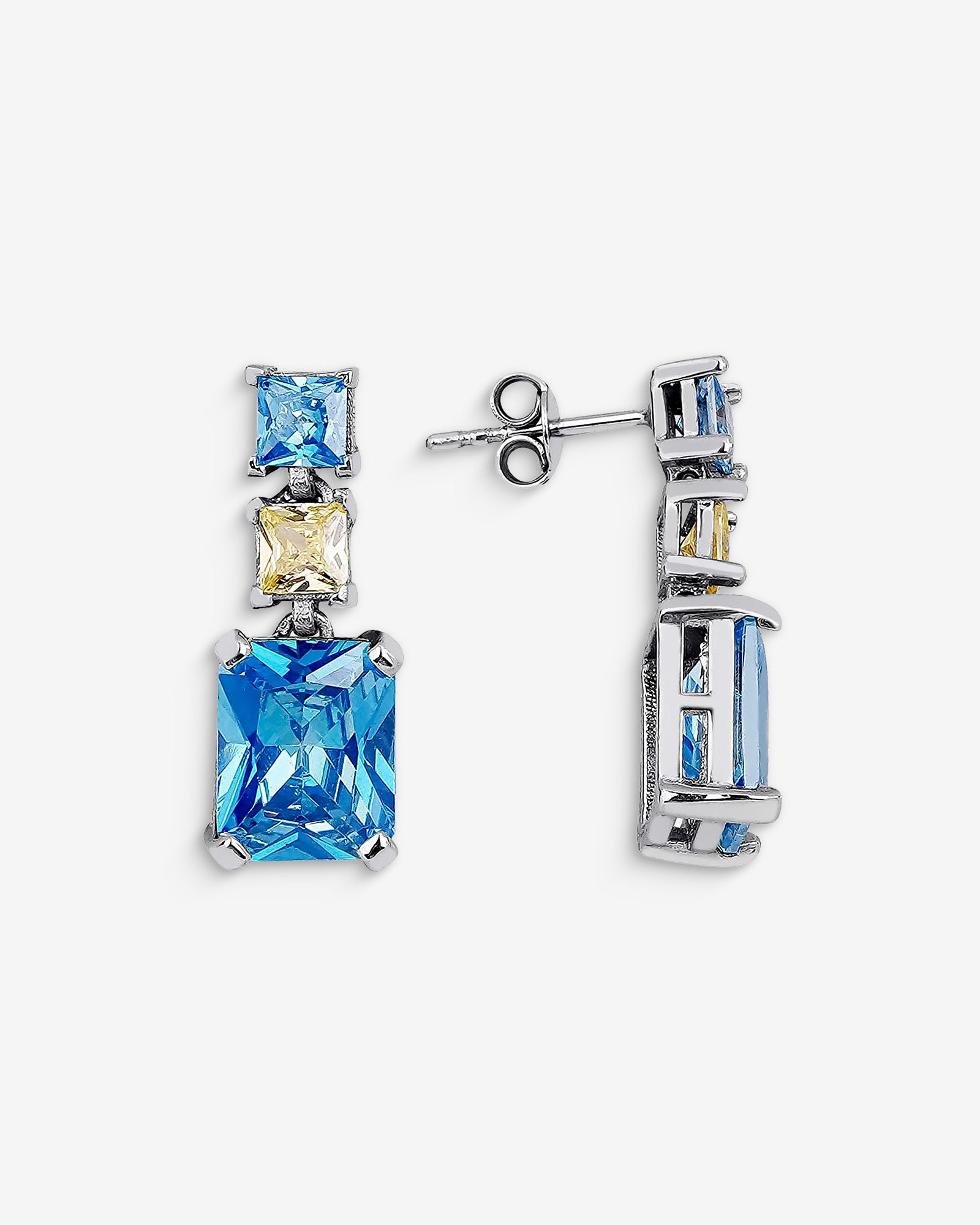 Baguette Birthstone Earrings - Sterling Silver