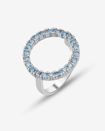 CZ Halo Statement Ring - Sterling Silver